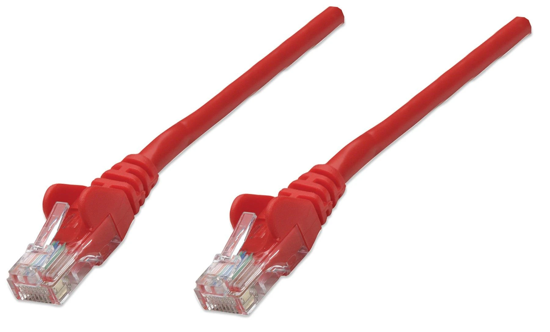 Intracom INTELLINET tinklo kabelis Cat5e U/UTP 5.0m 14ft. Raudona RJ-45 Vyriški / RJ-45 Vyriški Paauksuoti kontaktai.