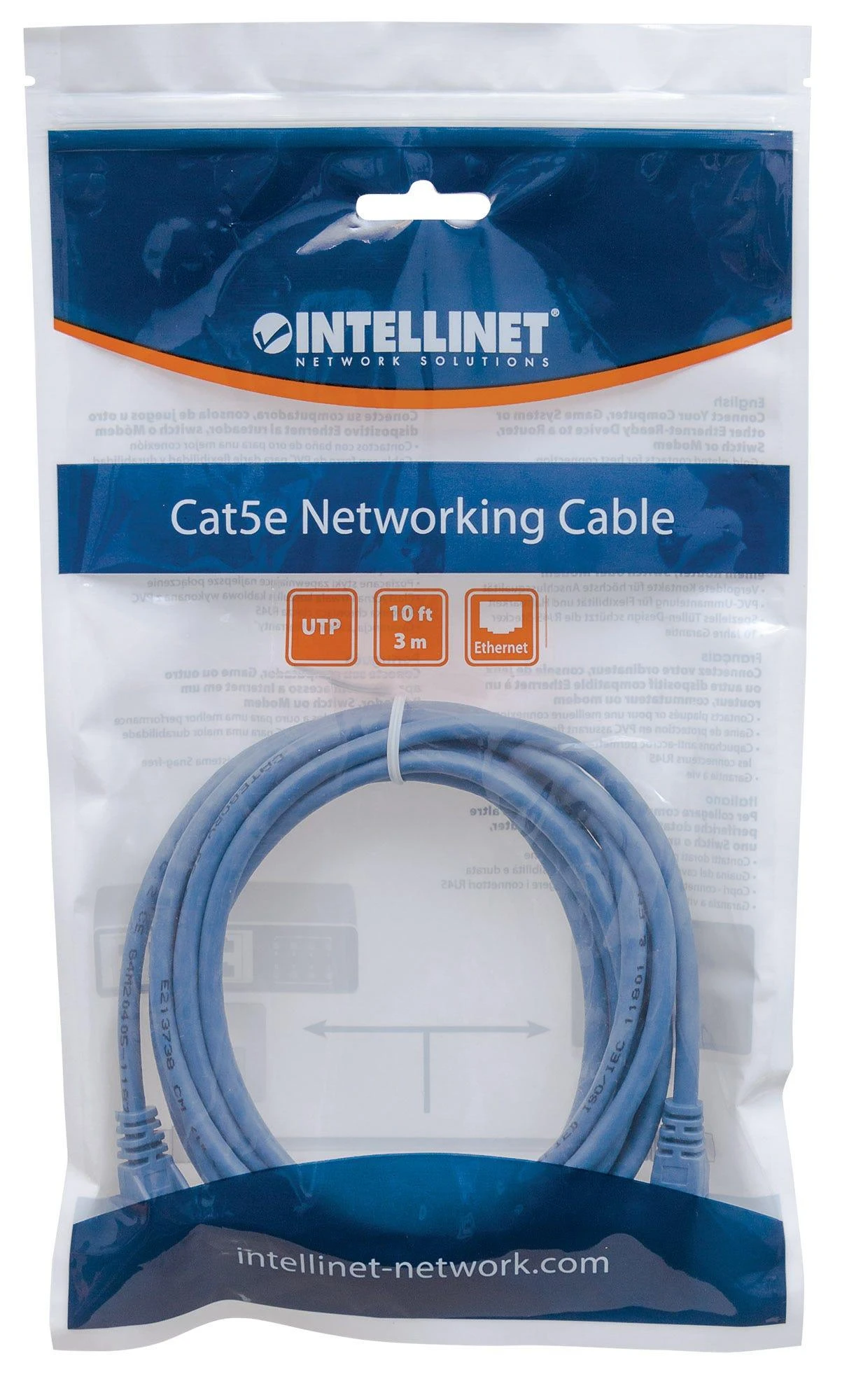 Mėlyna INTELLINET UTP LAN Cat6, kabelis, pleistras, 1.0m, mėlynas, 342575