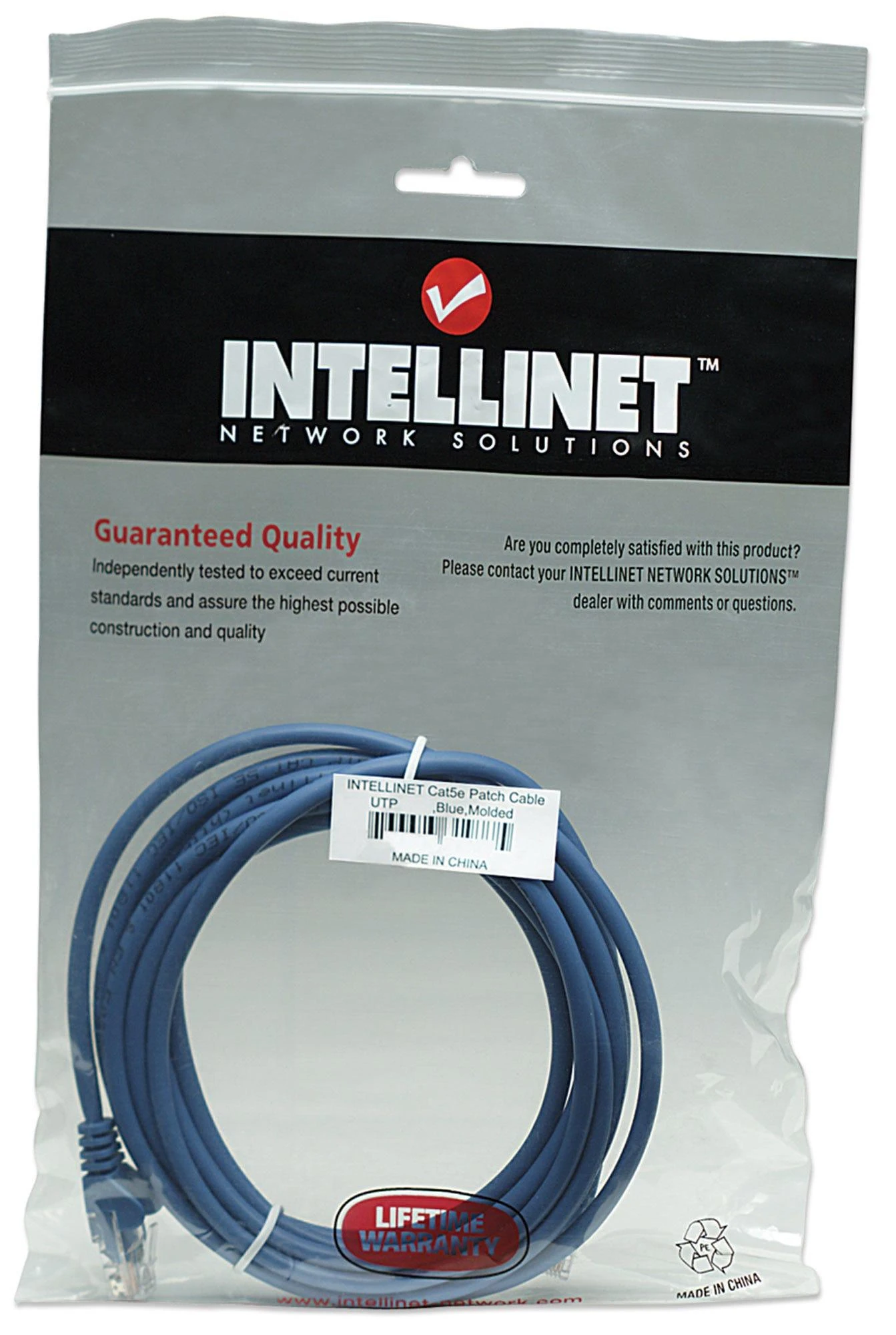 Intracom INTELLINET tinklo kabelis Cat5e U/UTP 15m 50ft. Mėlyna RJ-45 Vyriški / RJ-45 Vyriški Paauksuoti kontaktai Polibag