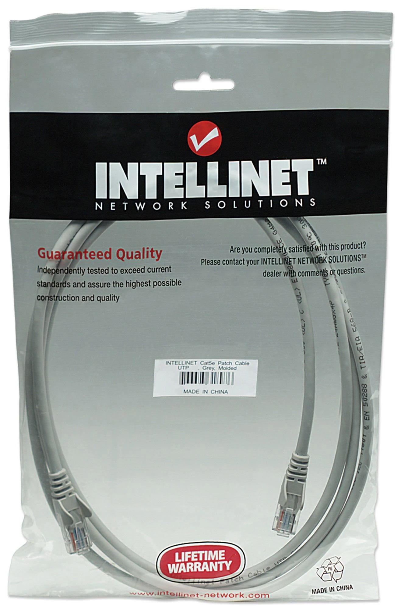 Intellinet Cat5e, 1m tinklo kabelis U/UTP (UTP) Pilka