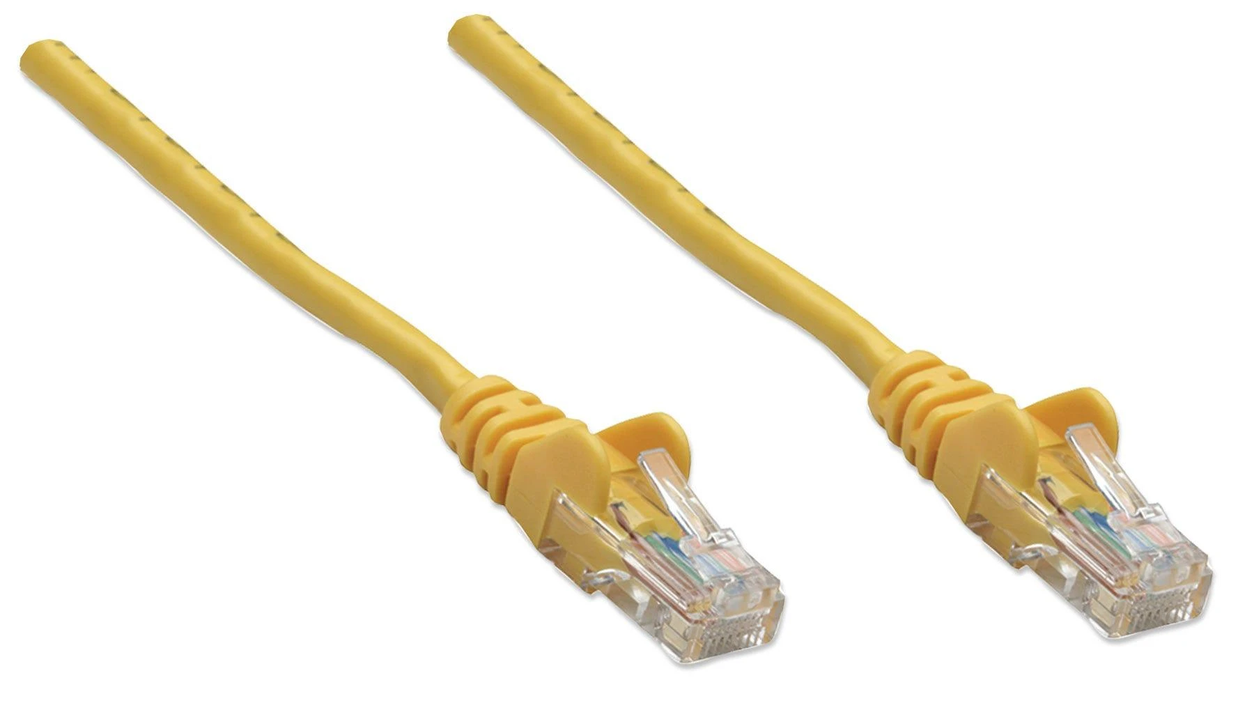 Intracom INTELLINET tinklo kabelis Cat5e U/UTP 1,0m 3ft. Geltona RJ-45 Vyriški / RJ-45 Vyriški Paauksuoti kontaktai Polibag