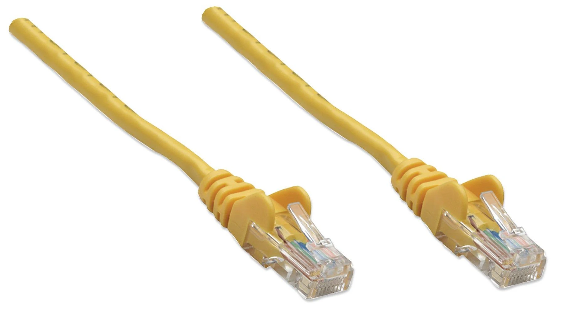 Intracom INTELLINET tinklo kabelis Cat5e U/UTP 3,0m 10ft. Geltona RJ-45 Vyriški / RJ-45 Vyriški Paauksuoti kontaktai Polibag
