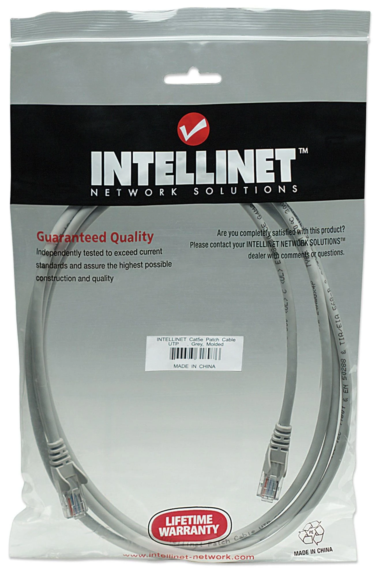 Intracom INTELLINET tinklo kabelis Cat5e U/UTP 15m 50ft. Pilki RJ-45 Vyriški / RJ-45 Vyriški Paauksuoti kontaktai.