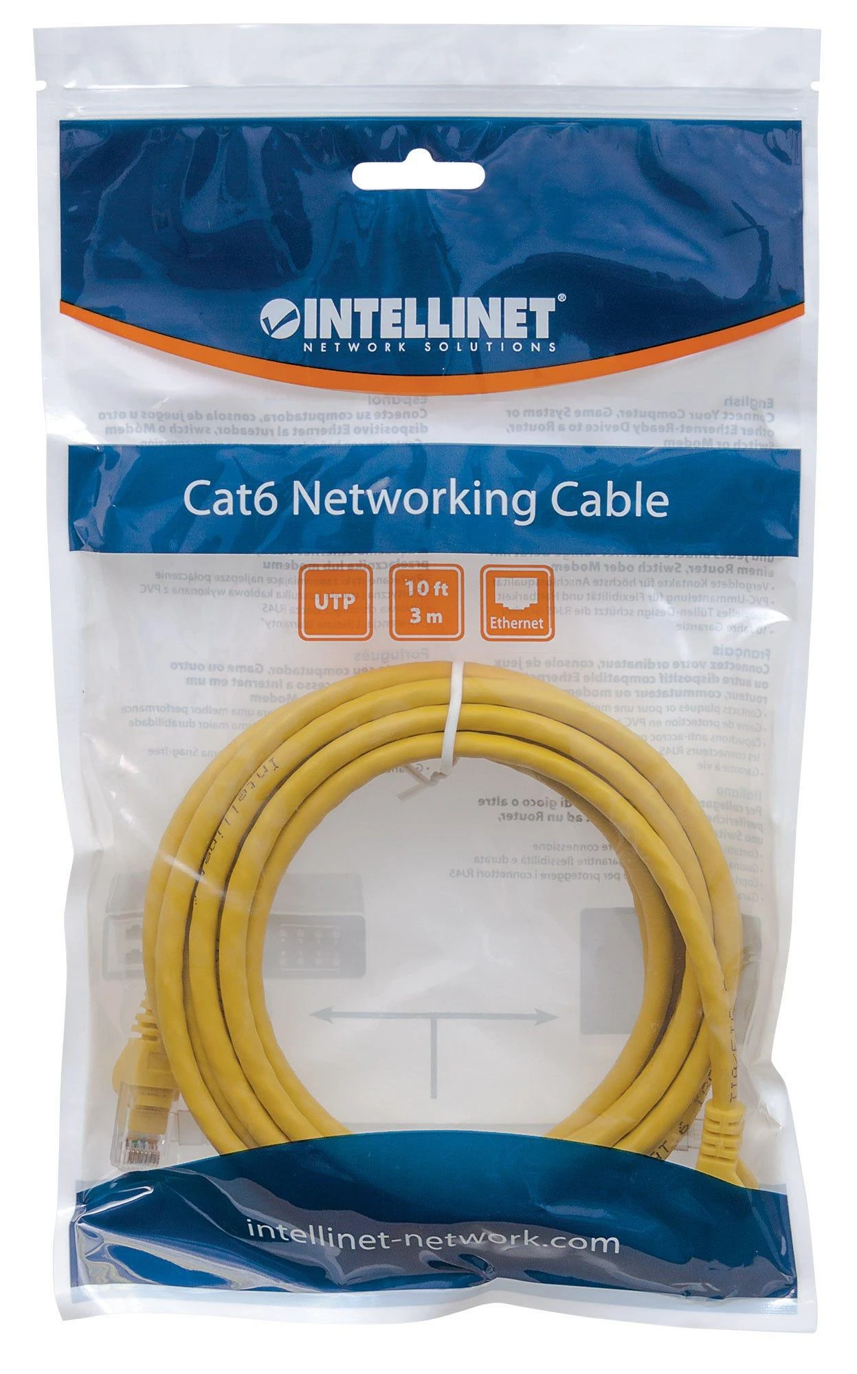 Intellinet Network Solutions Intellinet pleistras laidas RJ45, Snagless, kat. 6 UTP, 3m geltona (342377)
