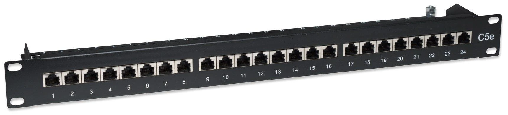 Intellinet 513487 Komutacinė panelė STP Cat5e 1U 24 prievadų RJ45, juoda