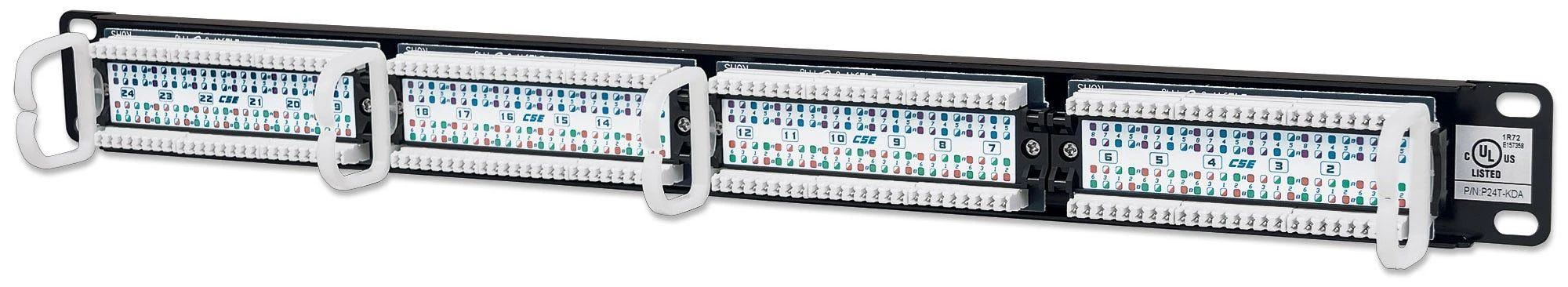 Intracom INTELLINET Cat5e Patch Panel 24 juntys RJ45 UTP 2U Juodas atitinka 19i rackmount standartą