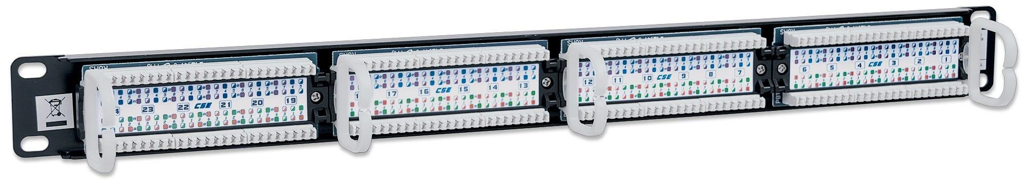 Intracom INTELLINET Cat5e Patch Panel 24 juntys RJ45 UTP 2U Juodas atitinka 19i rackmount standartą
