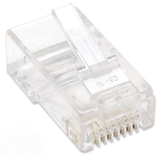 Intracom INTELLINET 100-Pack Cat5e RJ45 Kištukai UTP 2 šakų suvytam laidui 15 Mi auksiniu dengti kontaktai Tinka apvaliam kabeliui
