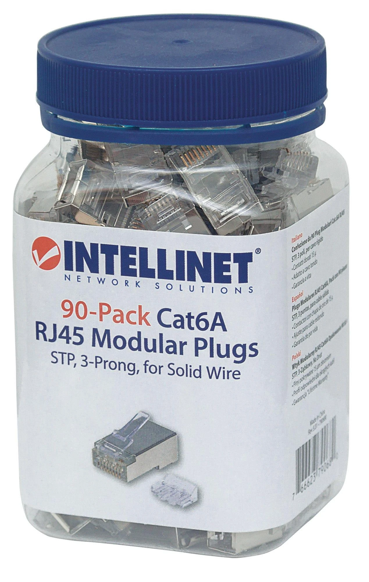 Intellinet tinklo sprendimų kištukas RJ45, Cat6A, STP, 3 taškų, 90 vnt (790680)