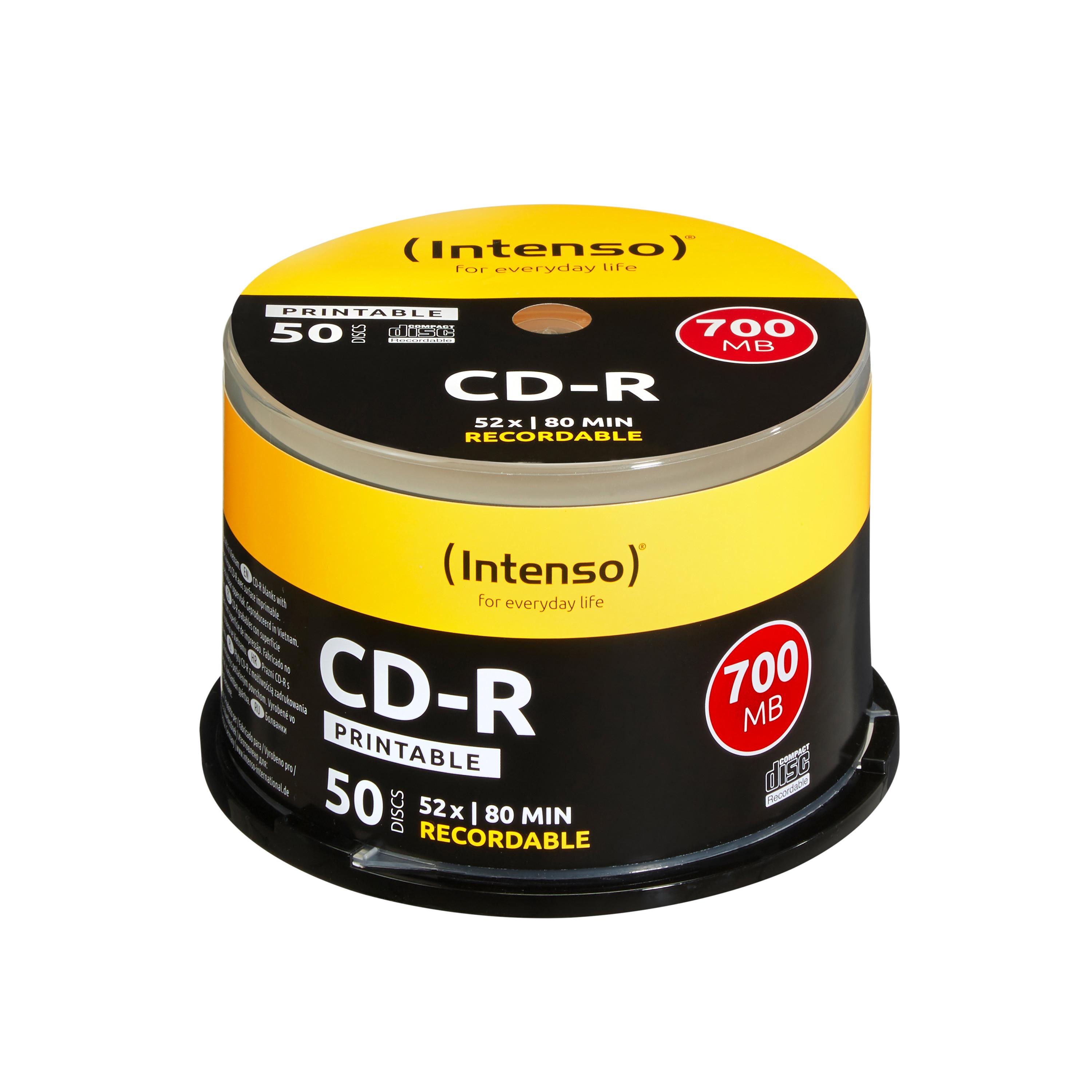 1x50 Intenso CD-R 80 / 700 MB 52x greitis, galima spausdinti, scr. res.