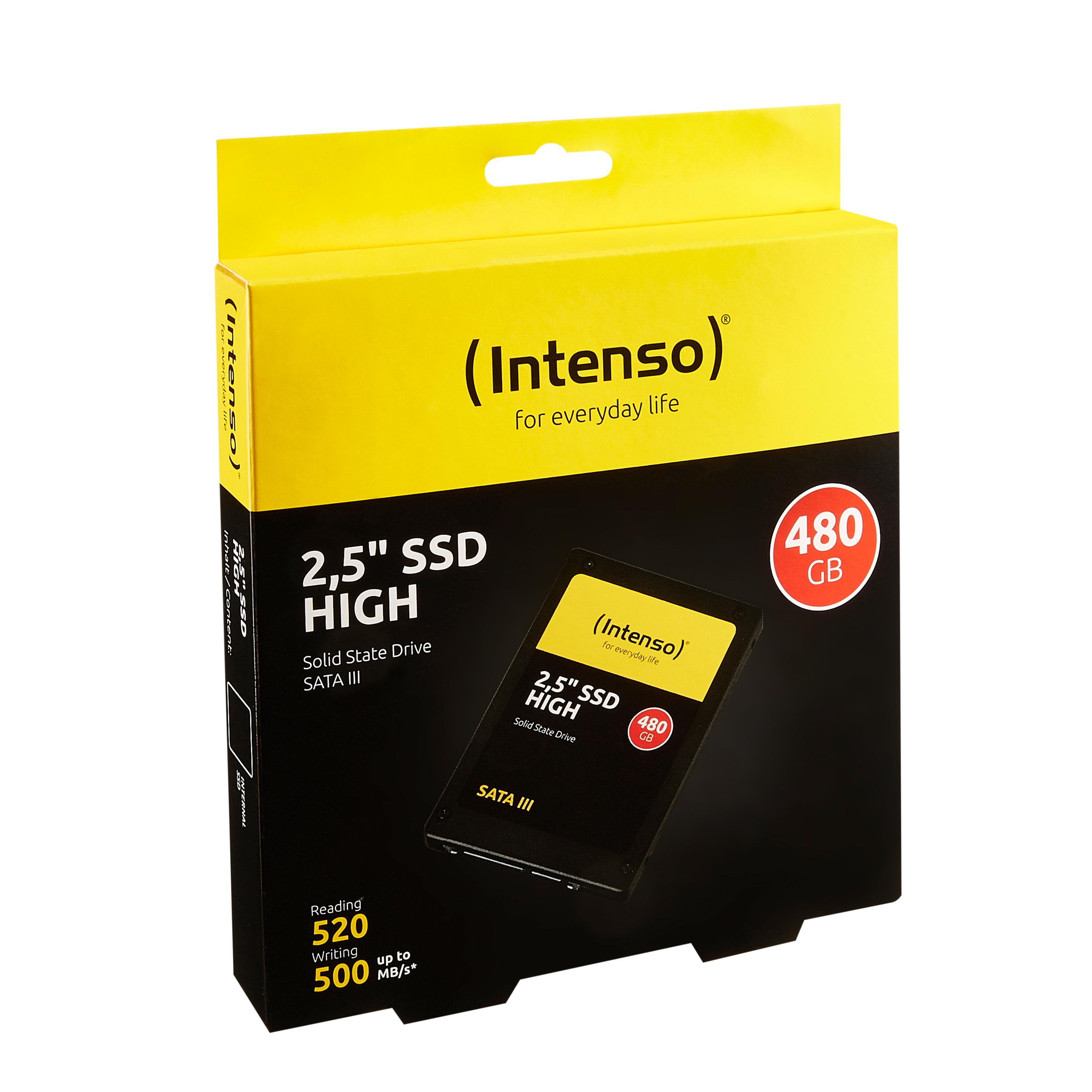 SSD Intenso 480 GB SATA3 2,5 colio, 520/500 MB, Atsparus smūgiams, Mažos galios