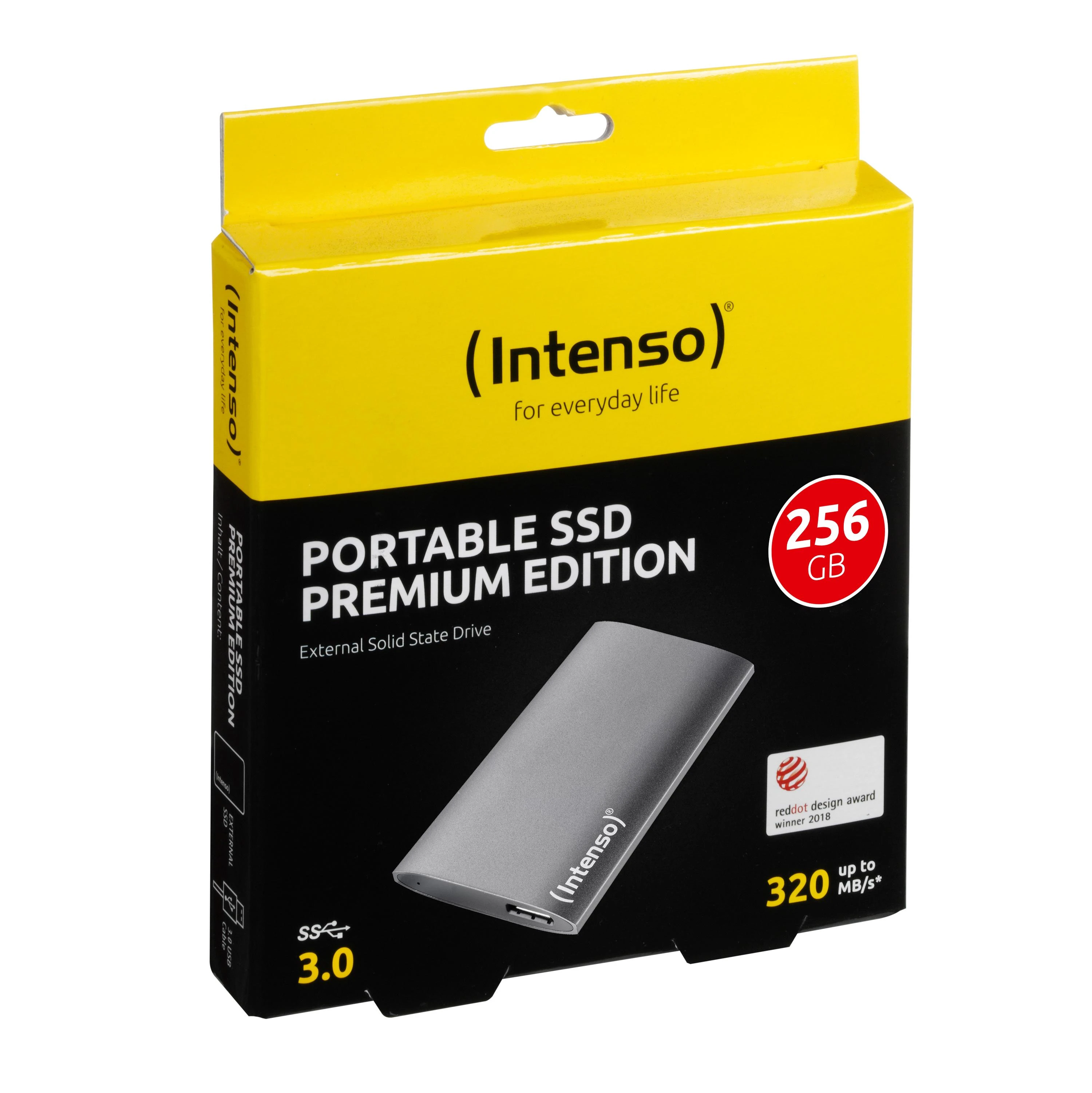 Kietasis diskas „Intenso“ išorinis nešiojamasis SSD 1,8 colio 256 GB, „Premium Edition“, USB 3.0, antracitas