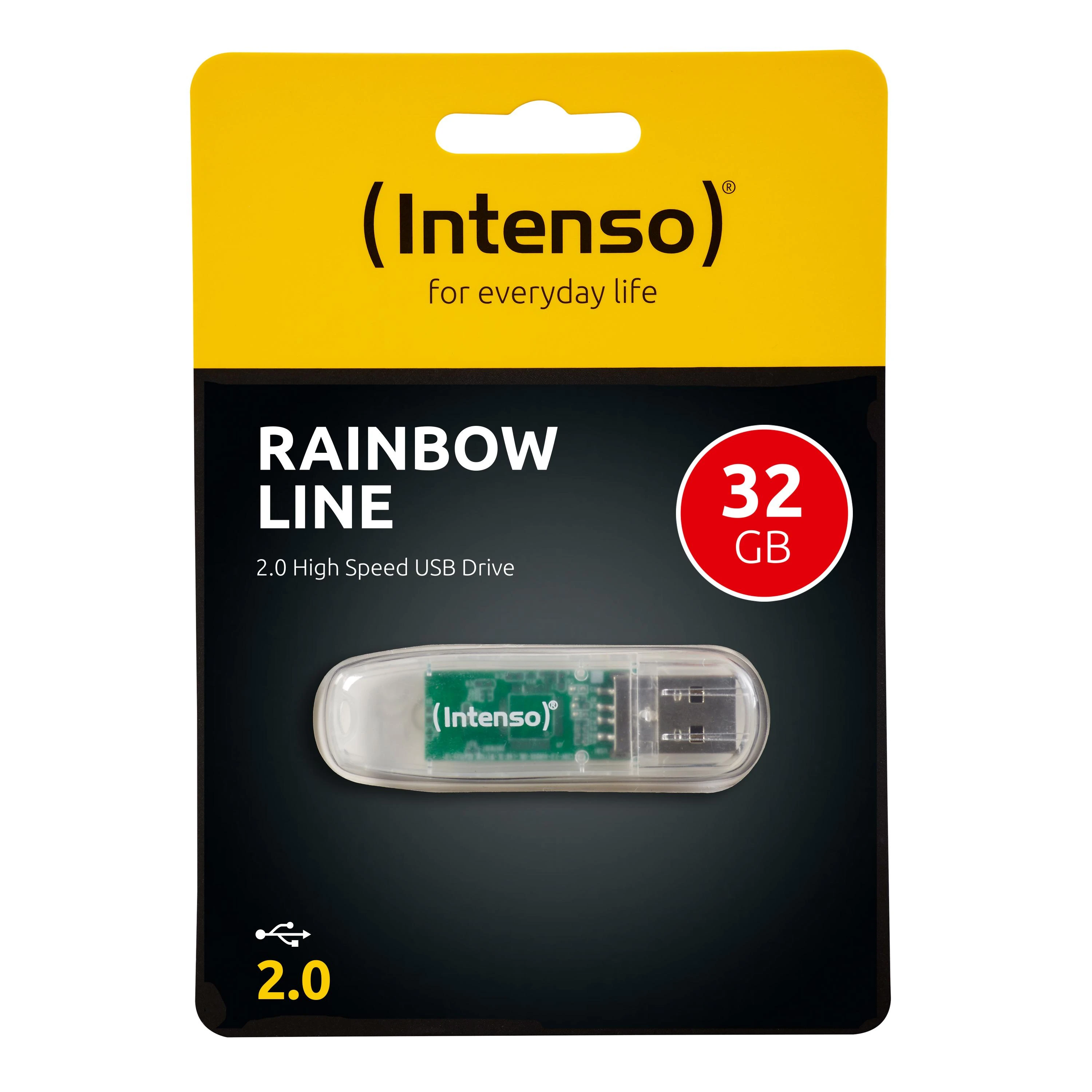 STICK 32GB USB 2.0 Intenso Rainbow Line Transparent