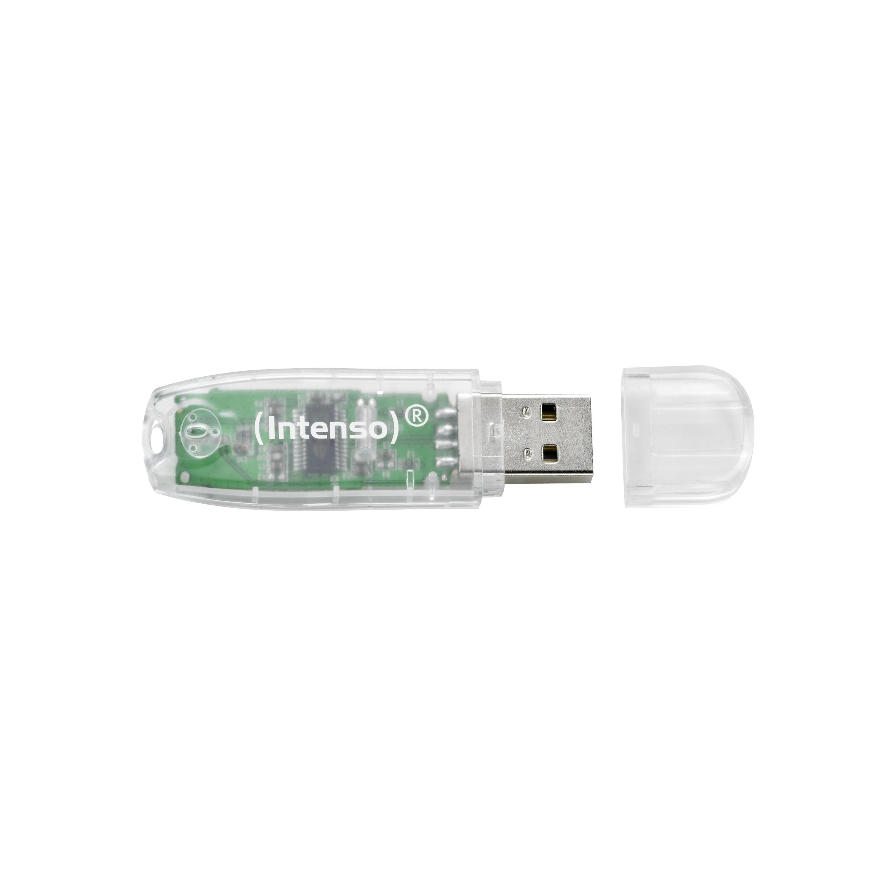 STICK 32GB USB 2.0 Intenso Rainbow Line Transparent