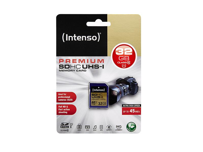 Atminties kortelė „Intenso SDHC“ kortelė 32 GB, 10 klasės UHS-I 3421480