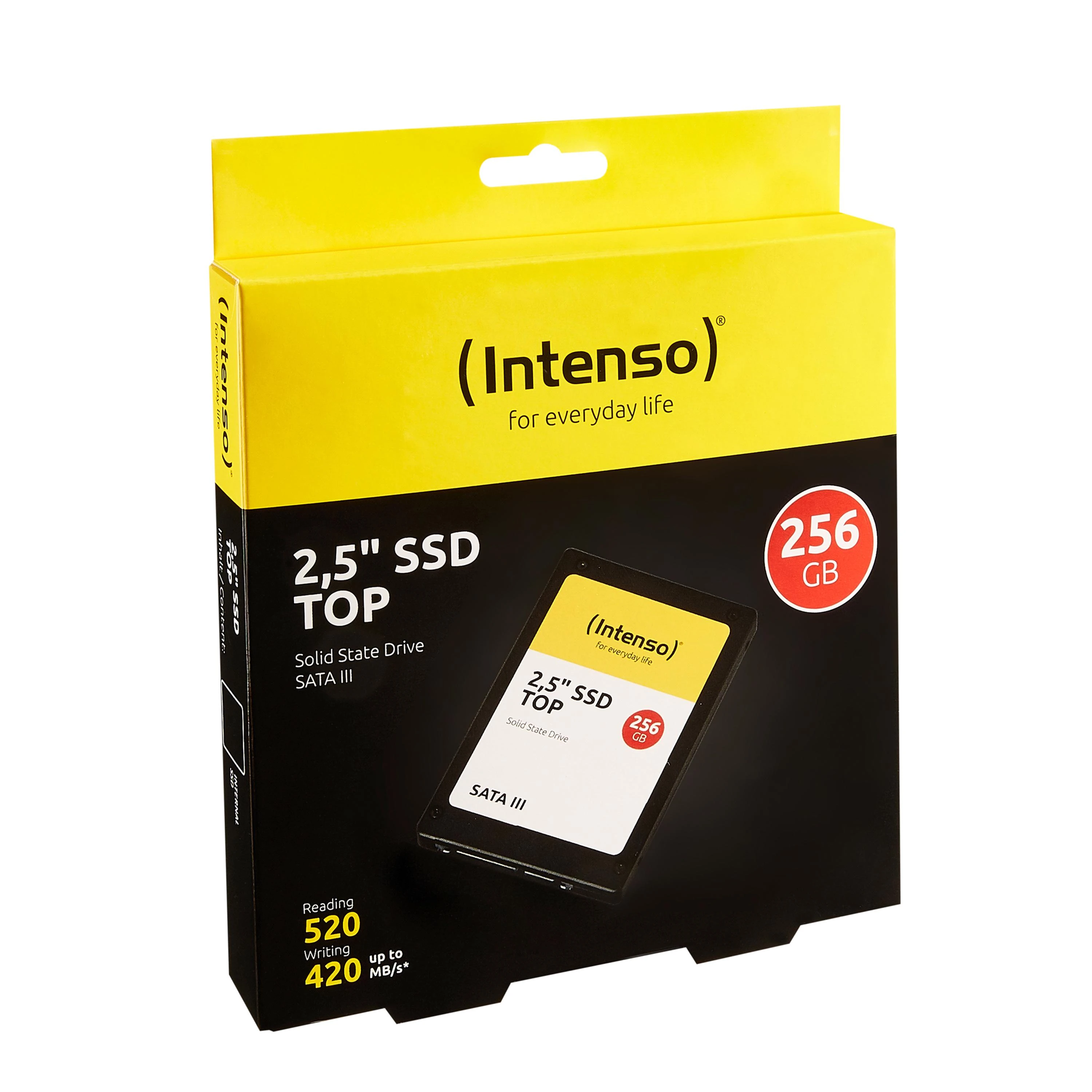SSD Intenso Top 256 GB SATA3, 520/400 MB, Atsparus smūgiams, Mažos galios