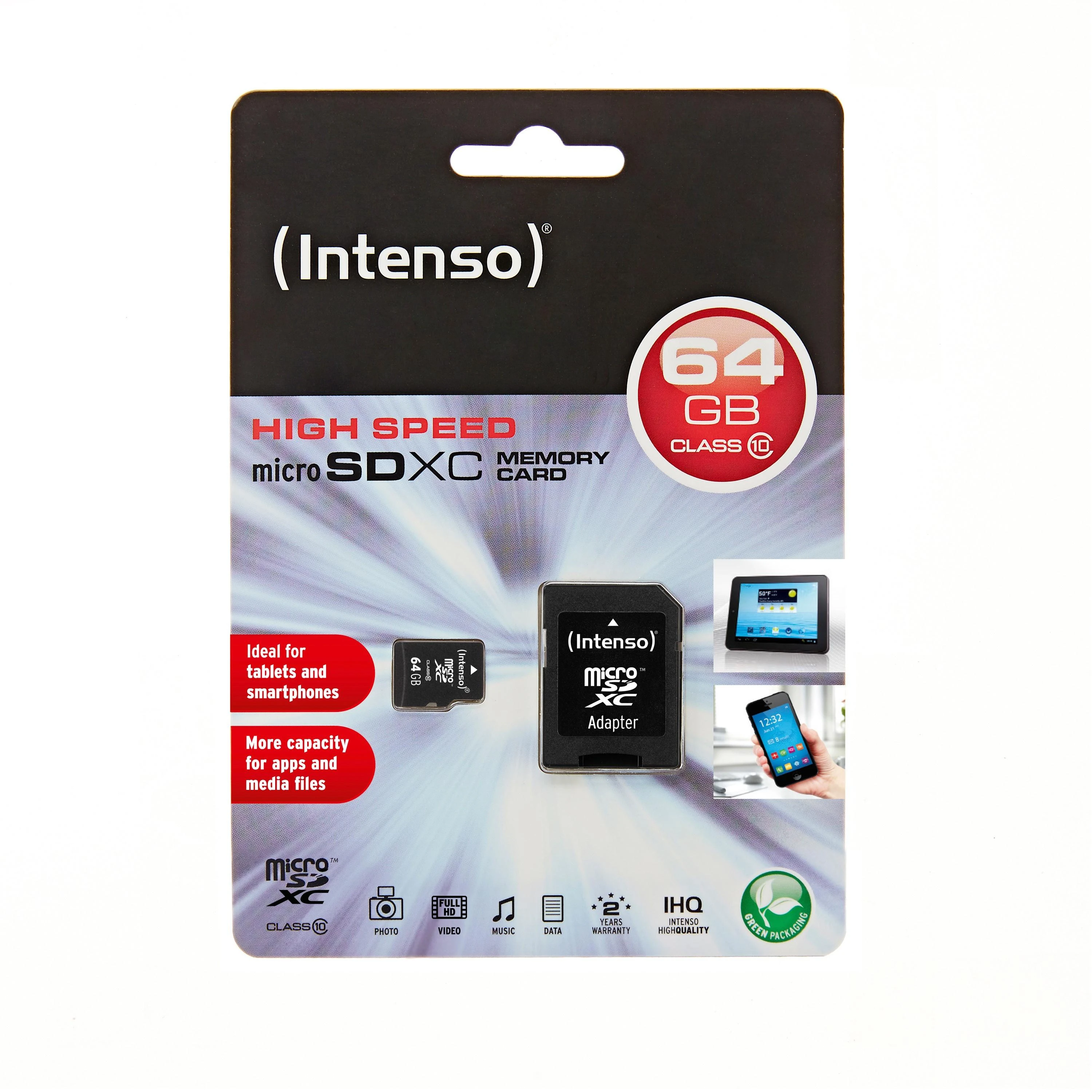 Atminties kortelė INTENSO 3413490 Intenso micro SD 64GB SDXC kortelė, 10 klasė