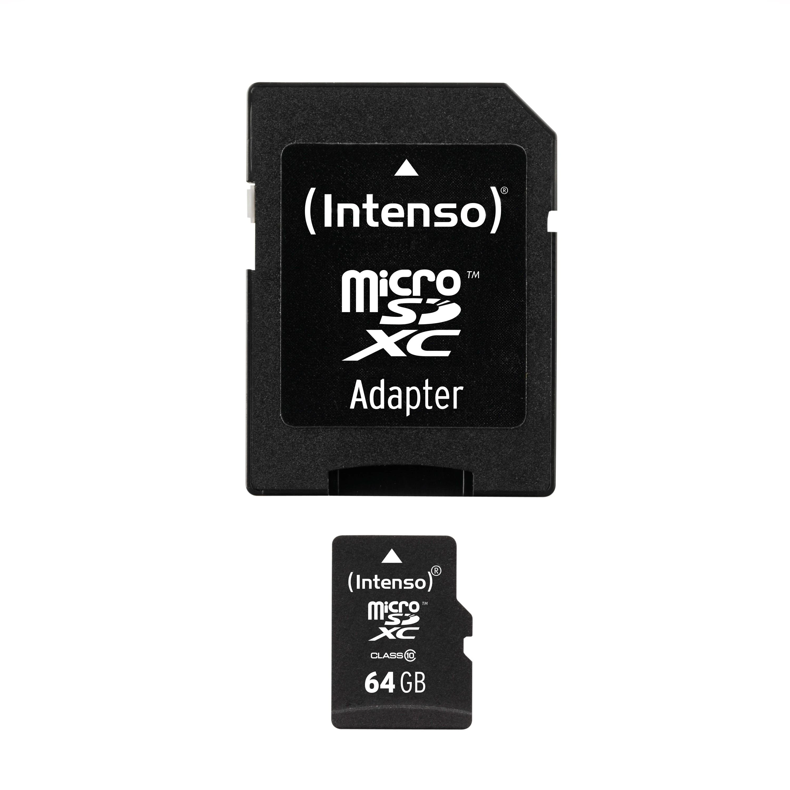 Atminties kortelė INTENSO 3413490 Intenso micro SD 64GB SDXC kortelė, 10 klasė