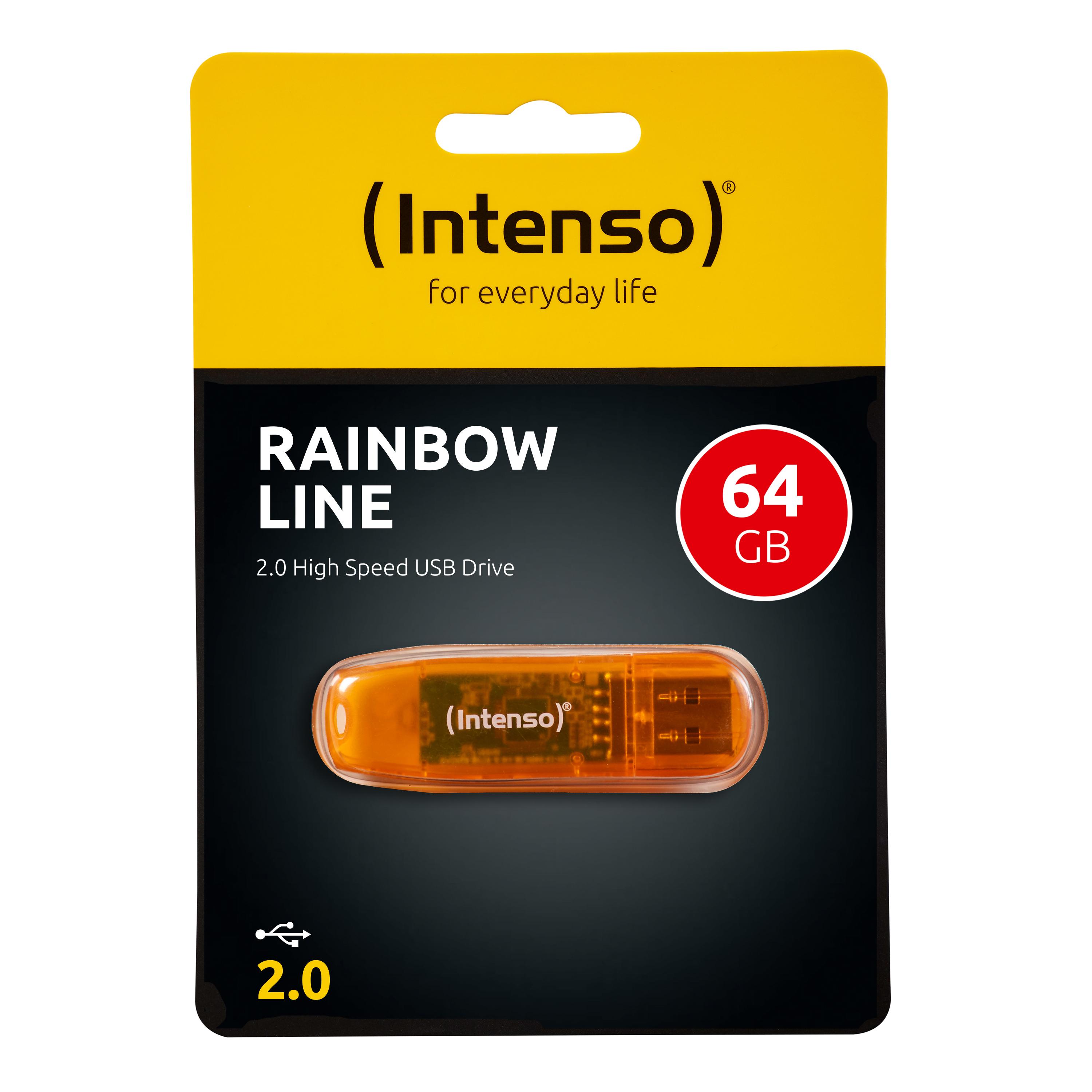 INTENSO 3502490 Intenso USB atmintinė RAINBOW LINE Oranžinė 64GB
