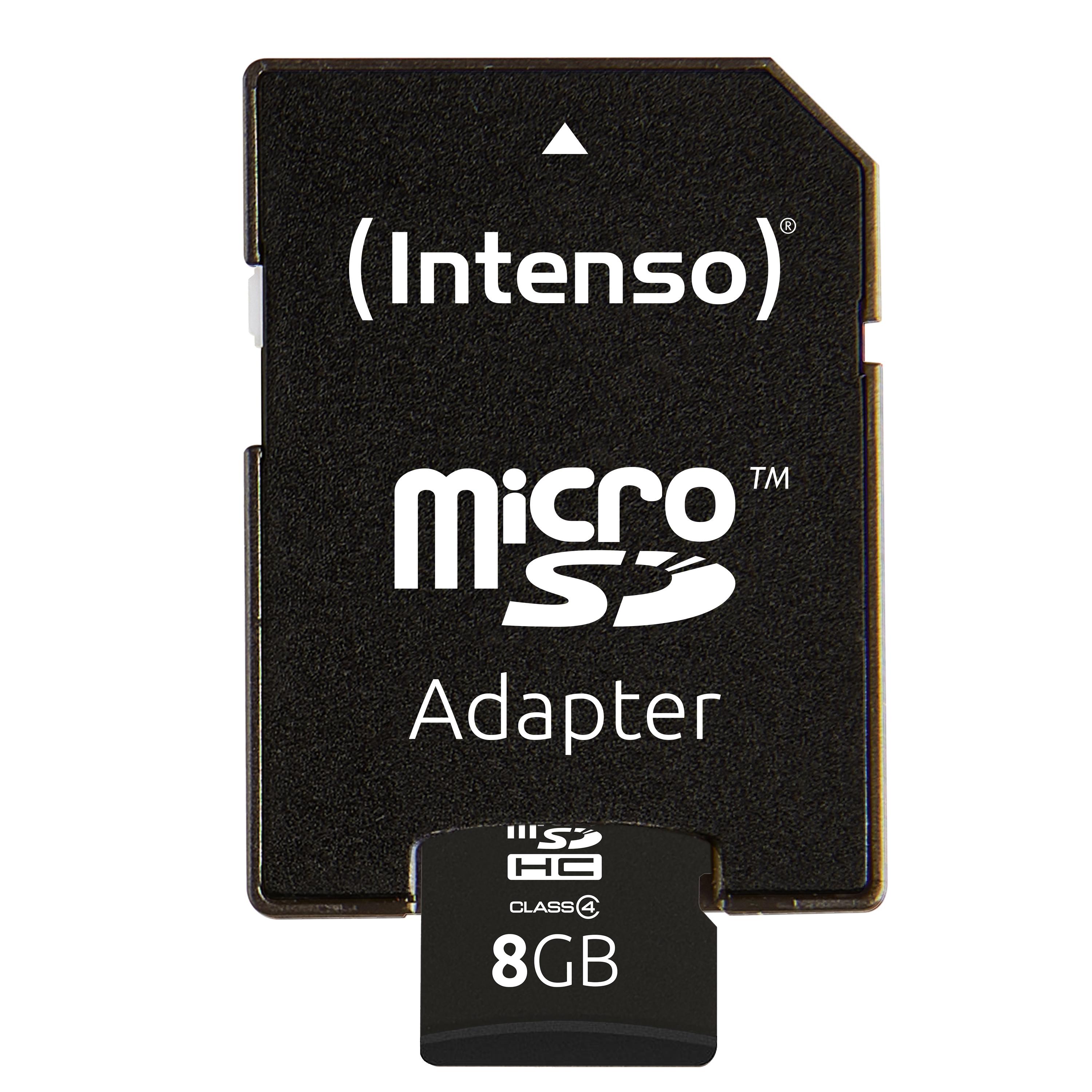 Atminties kortelė Intenso 3403460 – 8 GB – SDHC – 4 klasė – 21 MB/s – 5 MB/s – Atsparus dulkėms, Atsparus įbrėžimams
