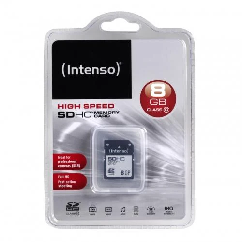 Intenso 8GB SDHC atminties kortelė pakuotėje