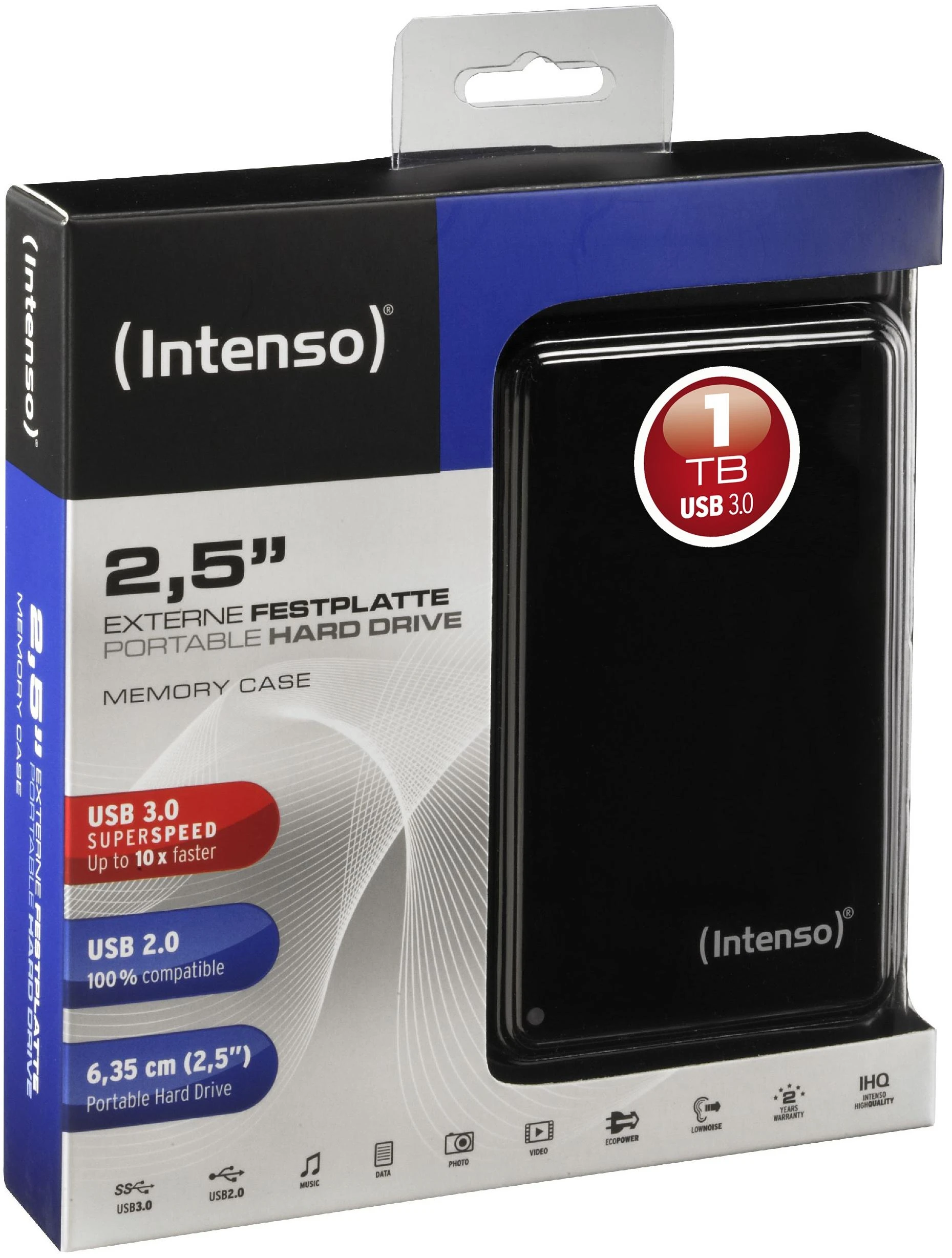 INTENSO 6021560 Išorinis kietasis diskas HDD Intenso MemoryCase 2.5 1TB USB3, Juodas