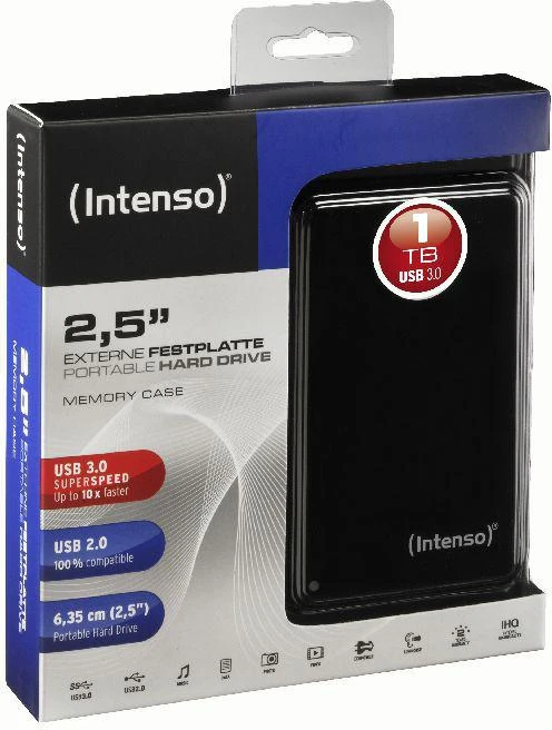 INTENSO 6021560 Išorinis kietasis diskas HDD Intenso MemoryCase 2.5 1TB USB3, Juodas