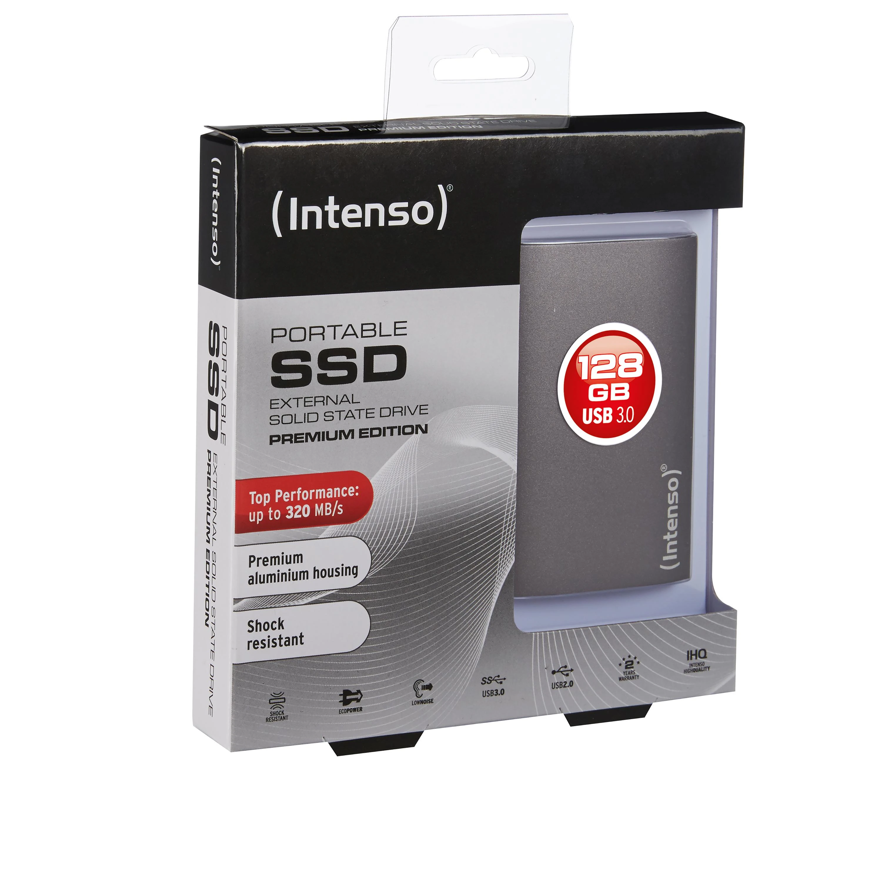 Kietasis diskas INTENSO 3823430 „Intenso“ išorinis nešiojamasis SSD 1,8 128 GB, „Premium Edition“, USB 3.0, antracitas