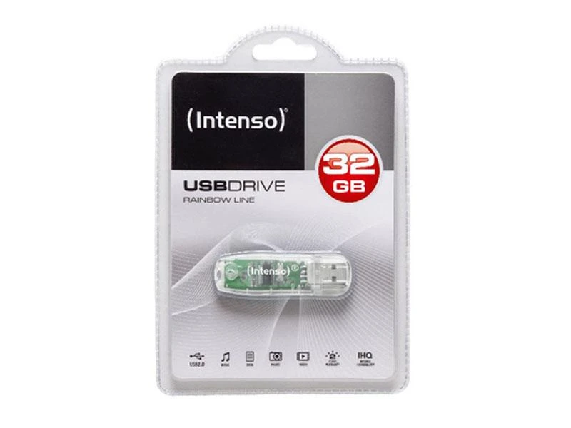STICK 32GB USB 2.0 Intenso Rainbow Line Transparent