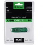 3P - KAINOS PRODUKTAI INTENSO USB atmintukas 8GB Žalias Raktų pakabukas LED Šviesa Medžiaga Skaidrus Plastikas Hi Speed USB 2.0 15 gramų