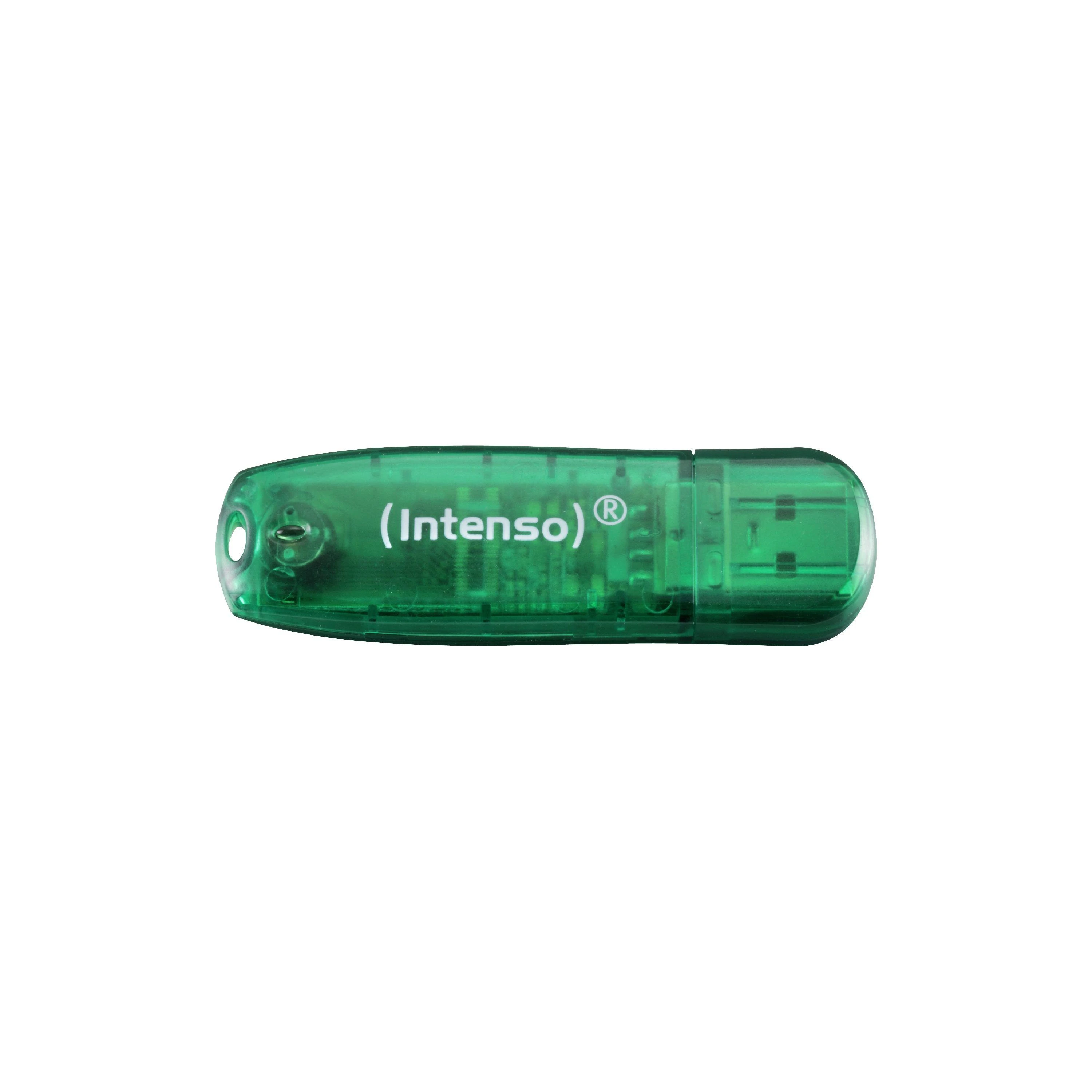 3P - KAINOS PRODUKTAI INTENSO USB atmintukas 8GB Žalias Raktų pakabukas LED Šviesa Medžiaga Skaidrus Plastikas Hi Speed USB 2.0 15 gramų