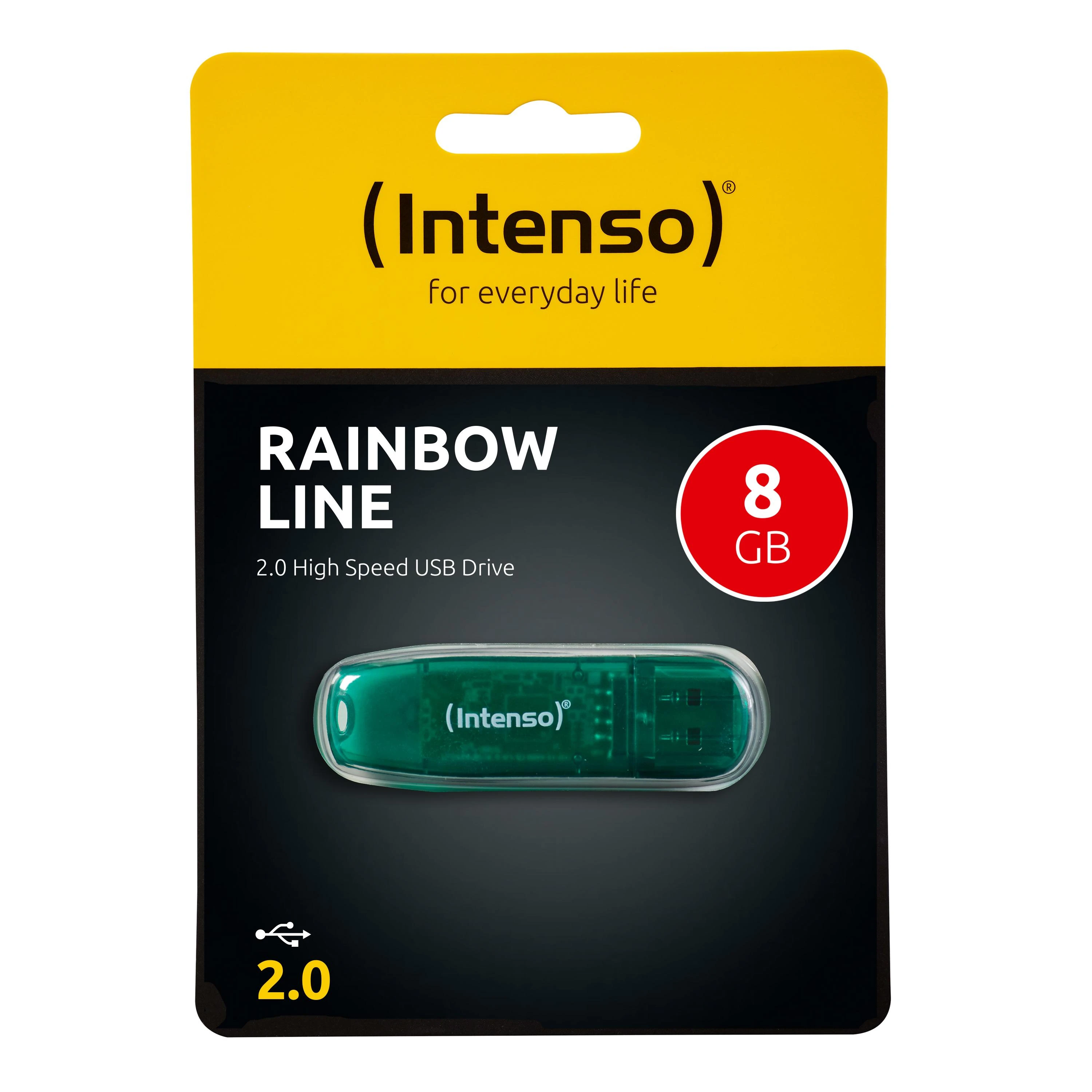 3P - KAINOS PRODUKTAI INTENSO USB atmintukas 8GB Žalias Raktų pakabukas LED Šviesa Medžiaga Skaidrus Plastikas Hi Speed USB 2.0 15 gramų