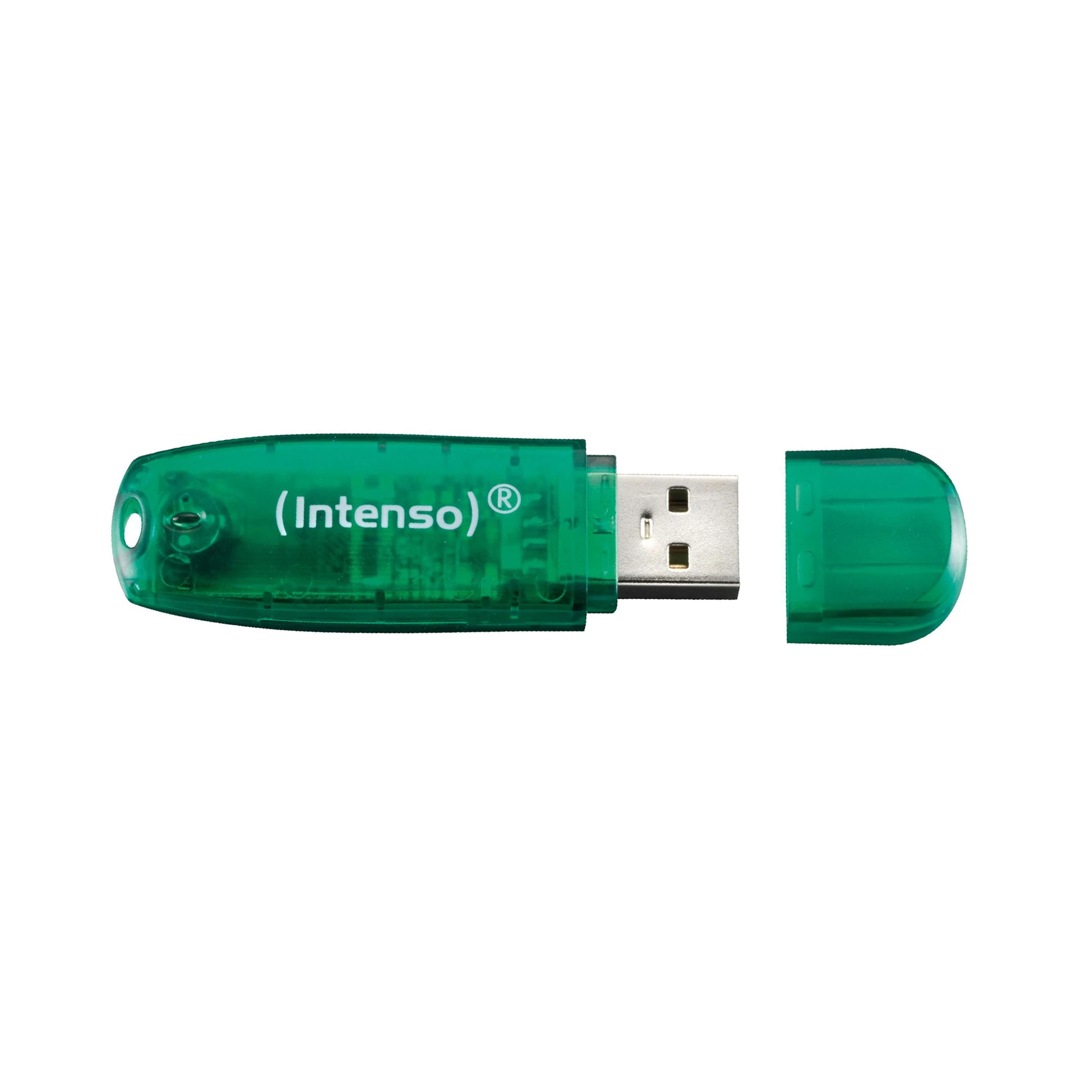 3P - KAINOS PRODUKTAI INTENSO USB atmintukas 8GB Žalias Raktų pakabukas LED Šviesa Medžiaga Skaidrus Plastikas Hi Speed USB 2.0 15 gramų