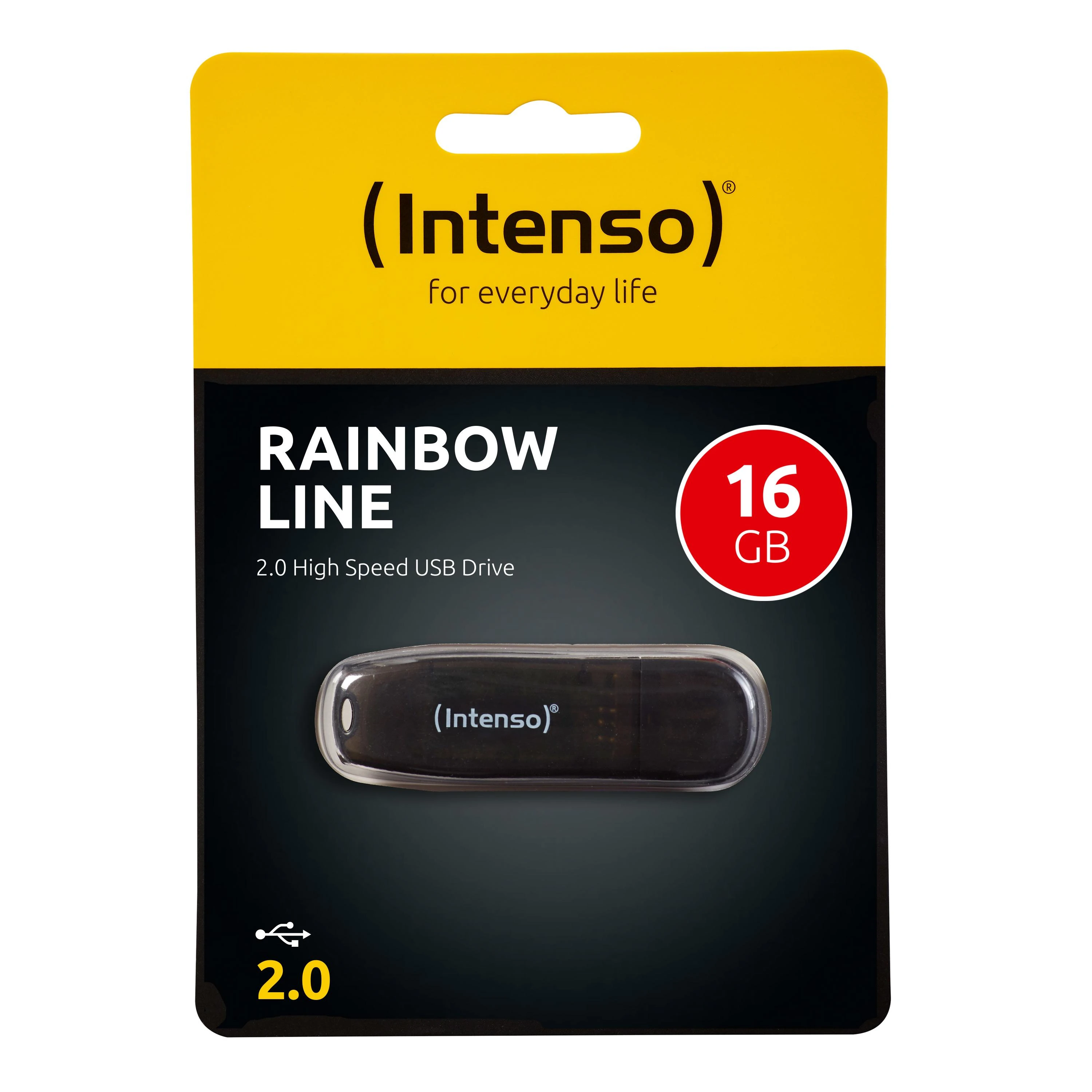 STICK 16GB 2.0 Intenso Rainbow Line juodas