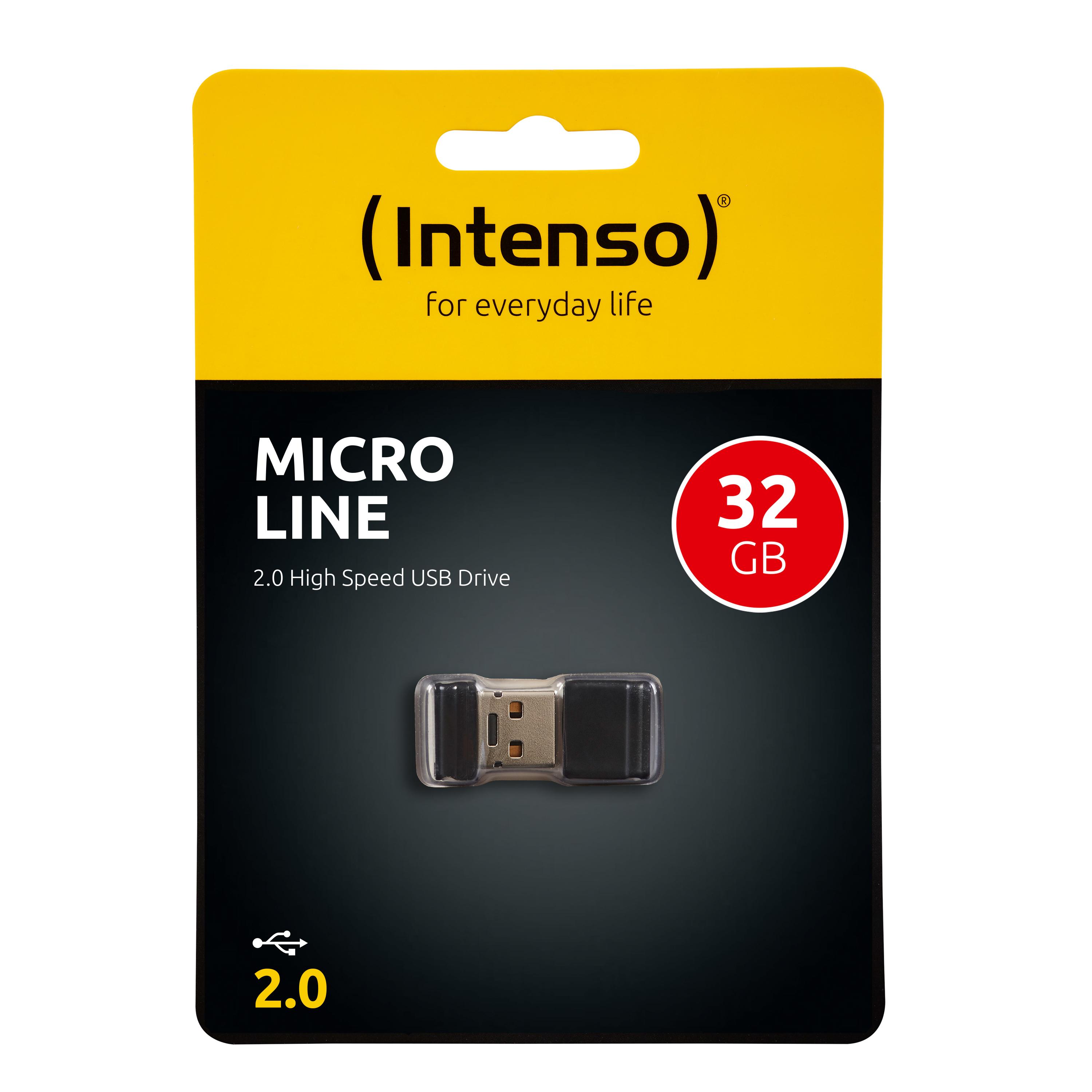 STICK 32GB USB 2.0 Intenso Micro Line Juodas