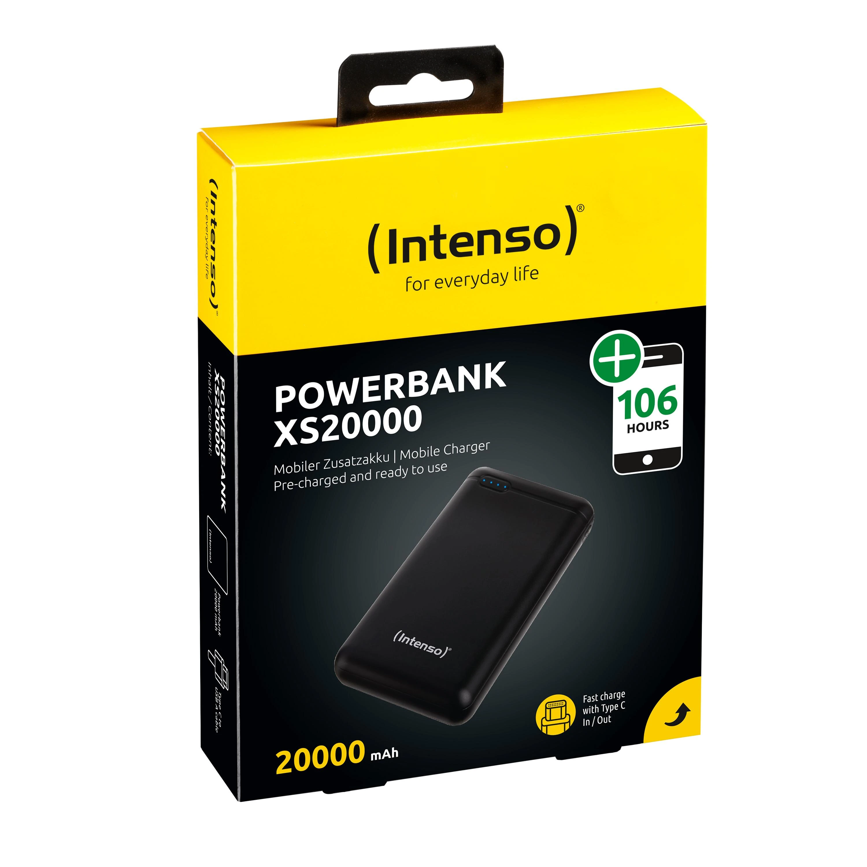Intenso Powerbank XS20000 juoda 20000 mAh įsk. USB nuo A iki C tipo