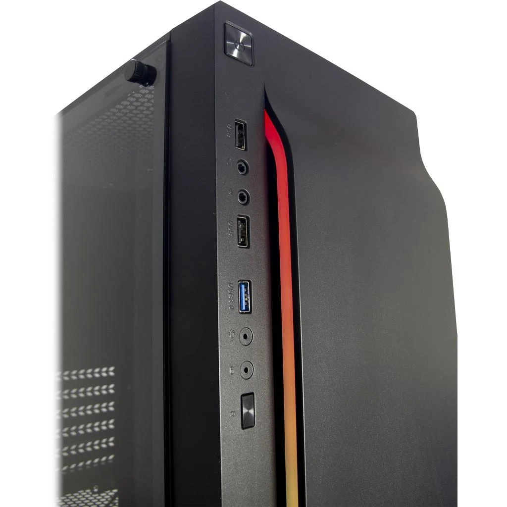 Važiuoklė INTER-TECH A-3411 Creek Gaming Tower, ATX, 1xUSB3.0, 2xUSB2.0, maitinimo šaltinis pasirinktinai, Lango šoninis skydelis, LED lemputė priekyje, integruotas RGB LED, Juodas