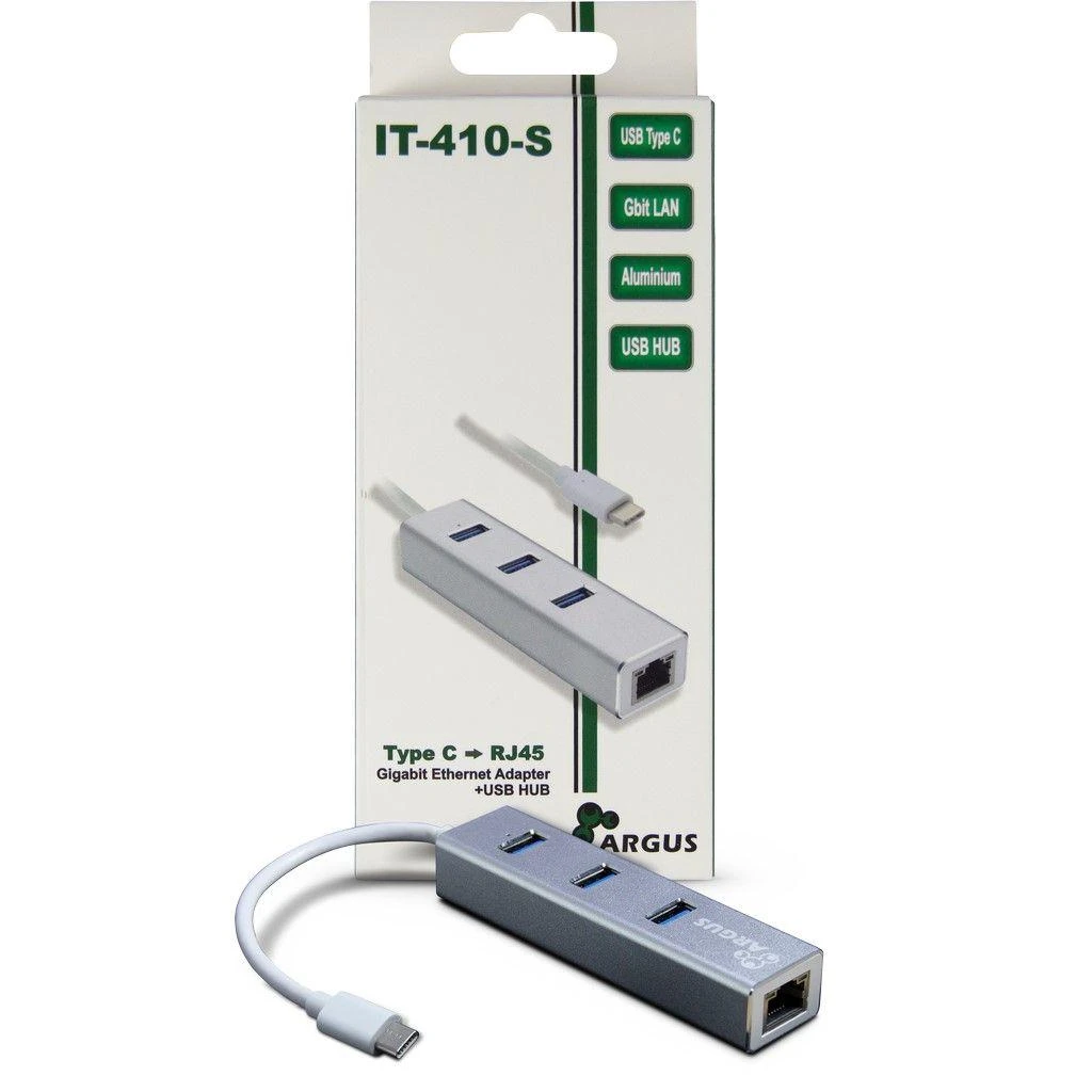 Inter tech HUB USB Argus Argus 1x RJ-45 + 3x USB-A 3.0 (88885472)
