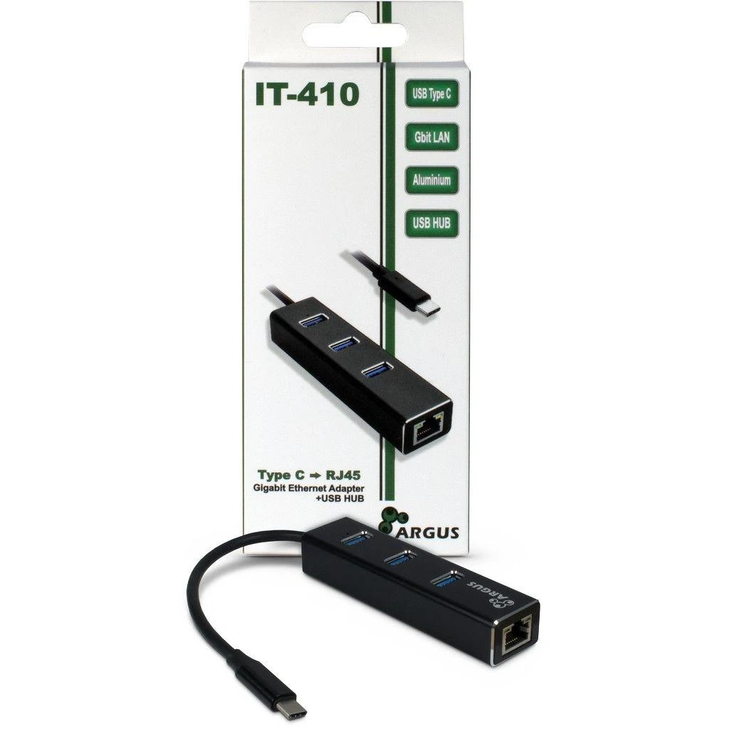 HUB USB Triton Inter-Tech ARGUS IT-410 USB 3.2 Gen 1 (3.1 Gen 1) Type-C Juodas
