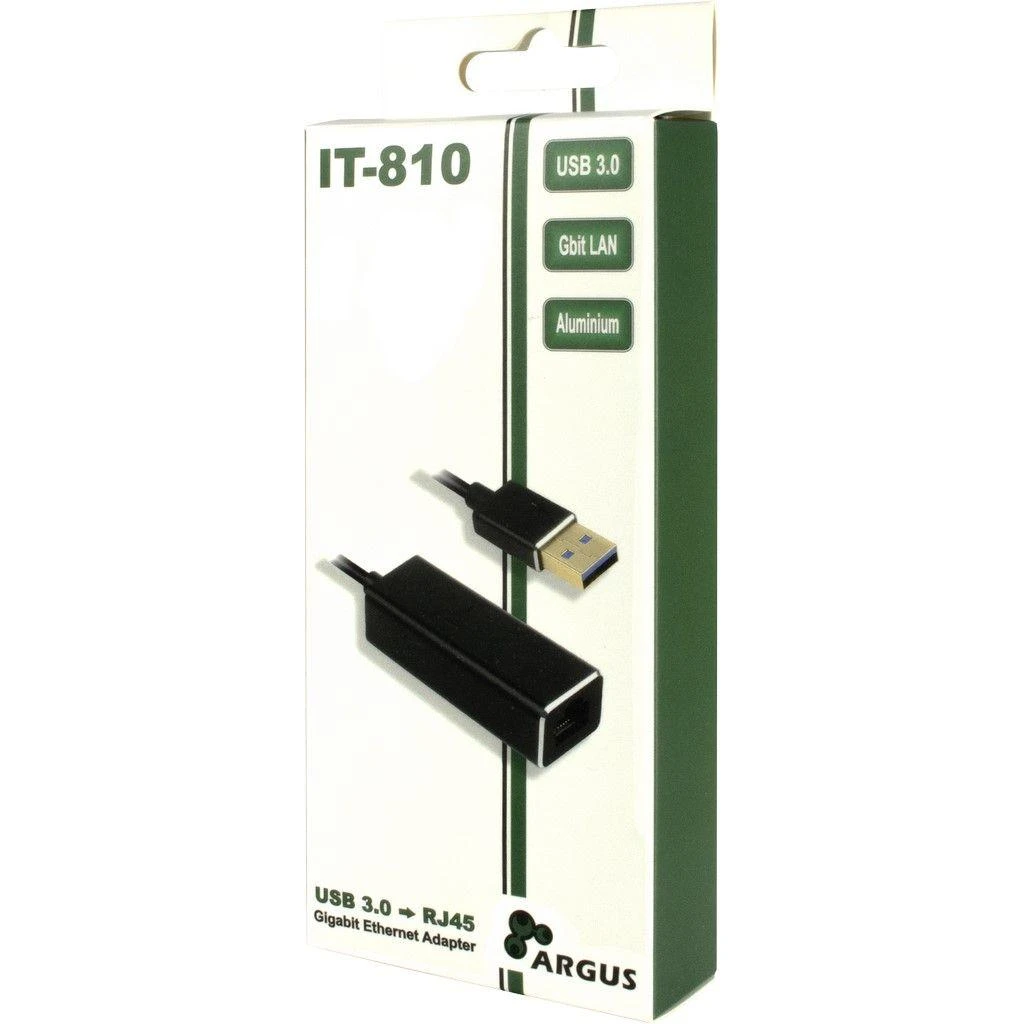 Adapteris USB3.0 > RJ45 Gigabit Lan 1000 MBit/s Inter-Tech Juodas