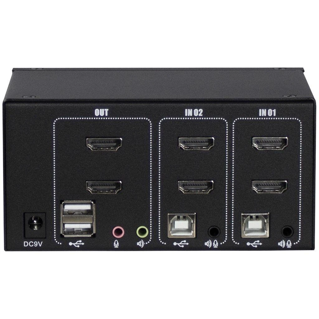 Inter-Tech KVM jungiklis AS-22HA HDMI, 2 prievadų, metalinis