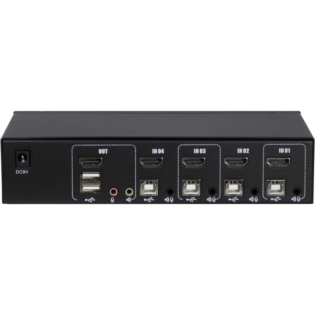 Inter-Tech KVM jungiklis AS-41HA HDMI, 4 prievadas, metalinis