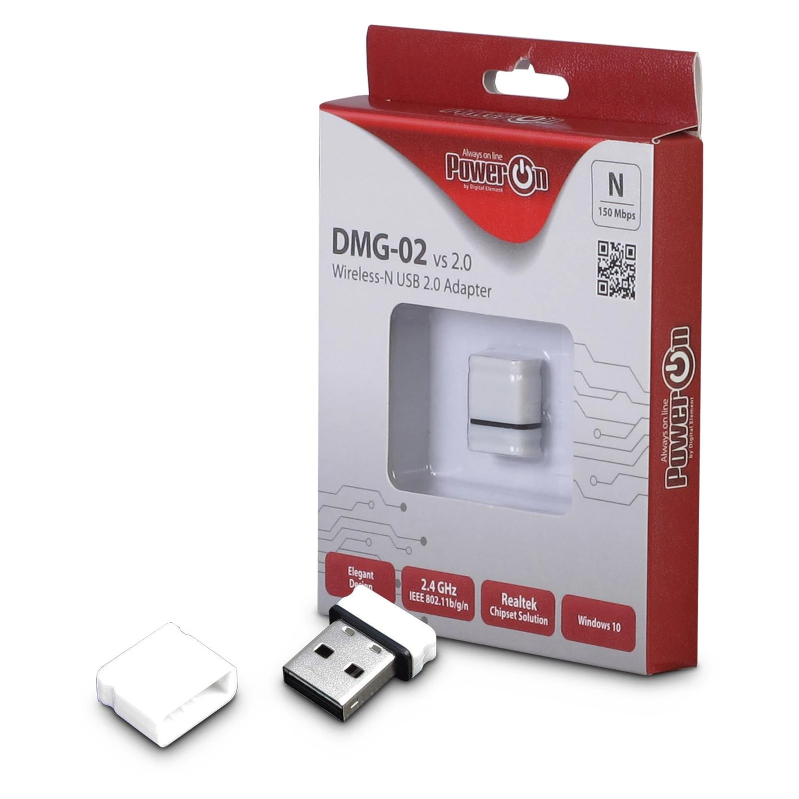 WiFi USB Nano adapteris PowerOn DMG-02 su pakuote