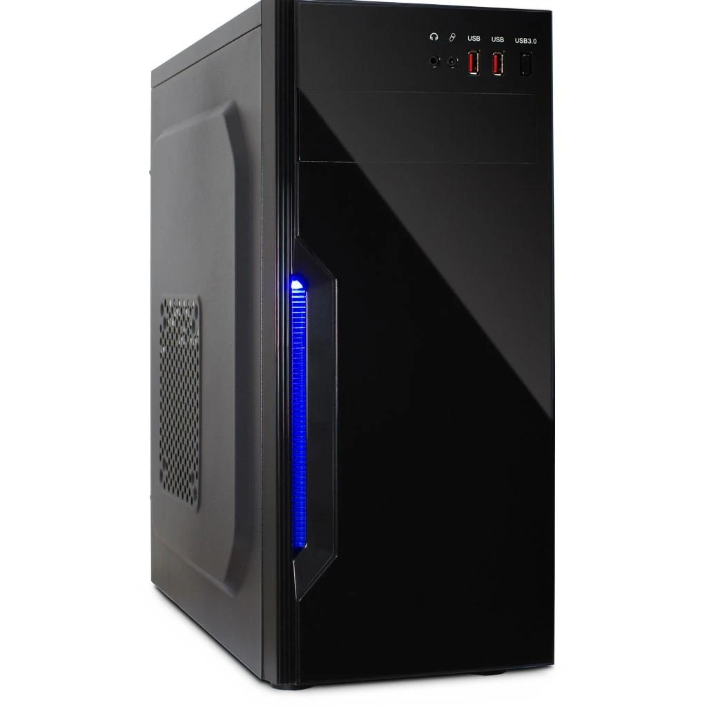 Chassis INTER-TECH B-42 Juodas Midi Tower, ATX, 2xUSB2.0, Mėlyna LED strip, PSU optional