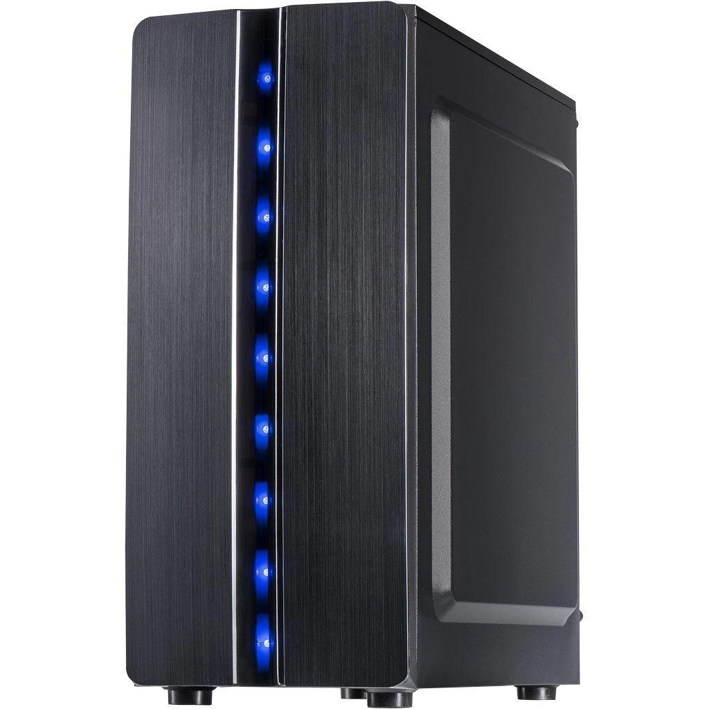 Važiuoklė INTER-TECH Thunder Gaming Midi Tower, ATX, 1xUSB3.0, 2xUSB2.0, HD audio, PSU pasirinktinai, Lango šoninis skydelis, LED lemputė priekyje, 1x 120mm serial mėlynas LED, Juodas