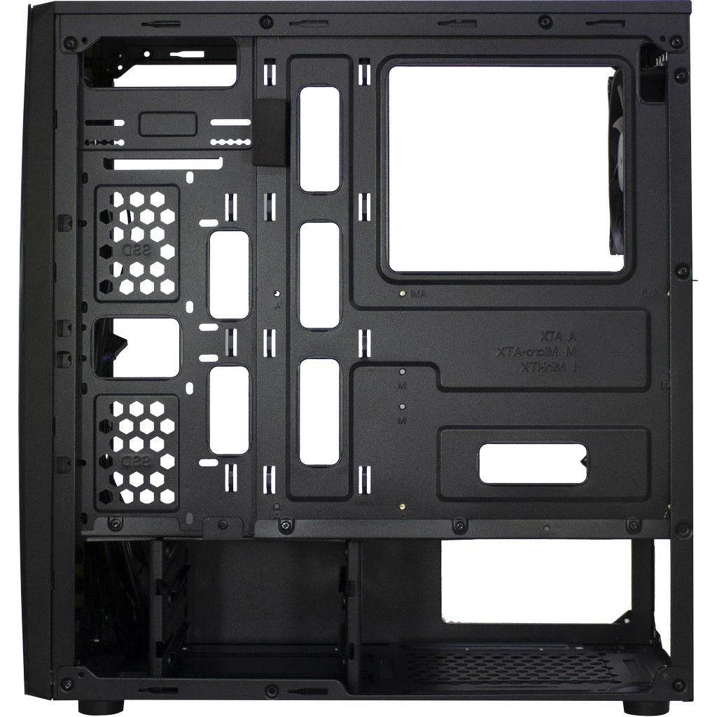 Važiuoklė INTER-TECH Thunder Gaming Midi Tower, ATX, 1xUSB3.0, 2xUSB2.0, HD audio, PSU pasirinktinai, Lango šoninis skydelis, LED lemputė priekyje, 1x 120mm serial mėlynas LED, Juodas