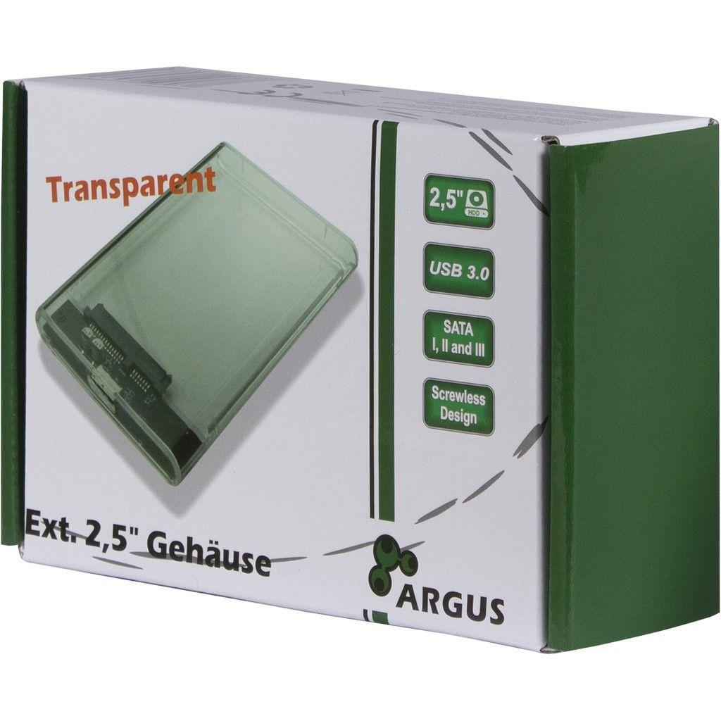 Inter tech HDD dėklas Argus GD-25000, USB 3.0, skaidrus