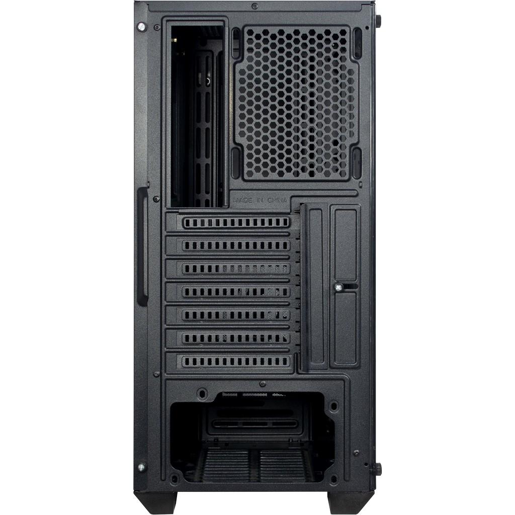 Inter tech Chassis IT-3303 Hornet žaidimų bokštas, ATX, 1xUSB3.0, 2xUSB2.0, maitinimo šaltinis pasirinktinai, lango šoninis skydelis, LED juostelės priekyje, 120 mm ARGB ventiliatorius, Juodas