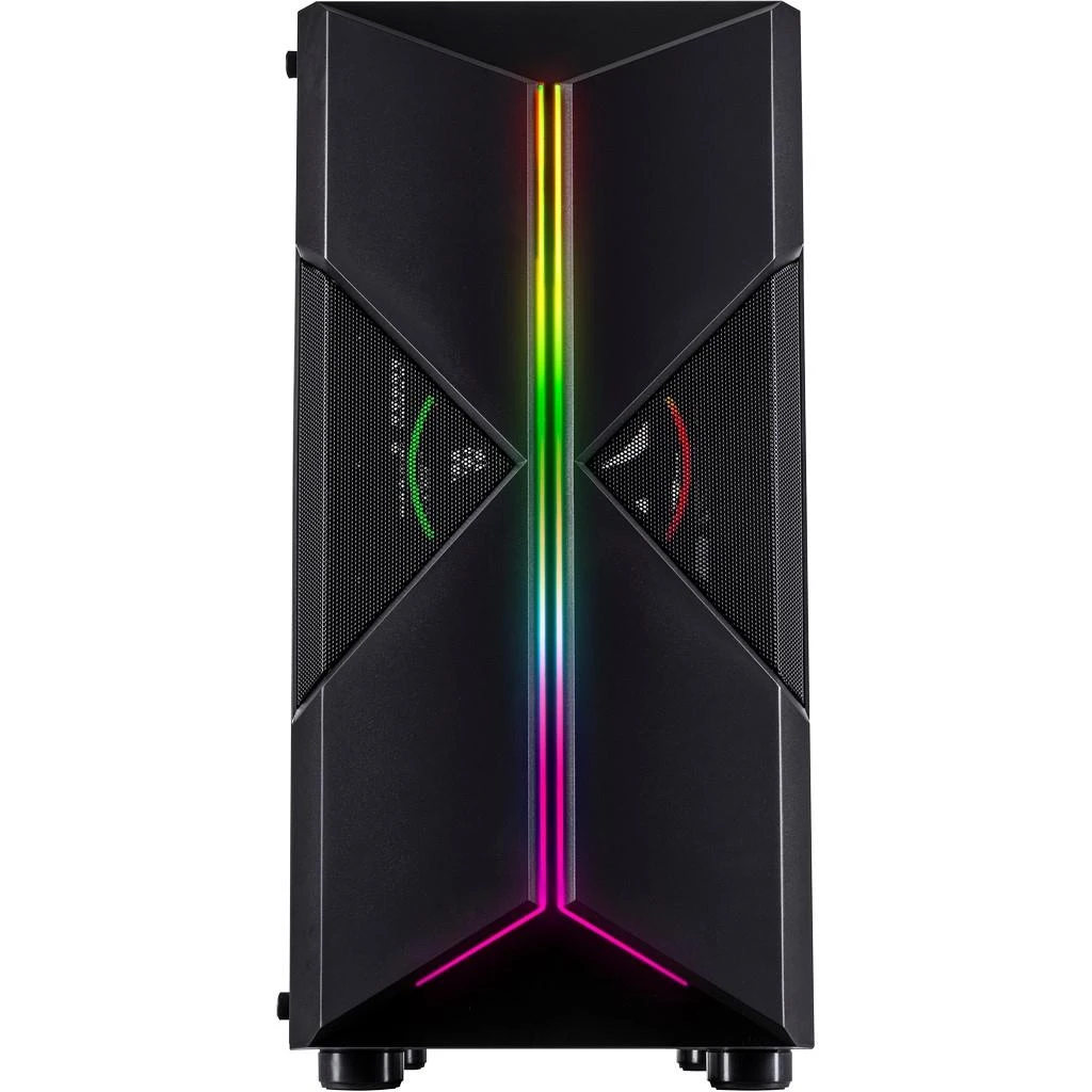 Inter tech Chassis IT-3306 Cavy Gaming Tower, ATX, 1xUSB3.0, 2xUSB2.0, PSU pasirinktinai, Lango šoninis skydelis, LED juostos priekyje , 120mm ARGB ventiliatorius, Juodas