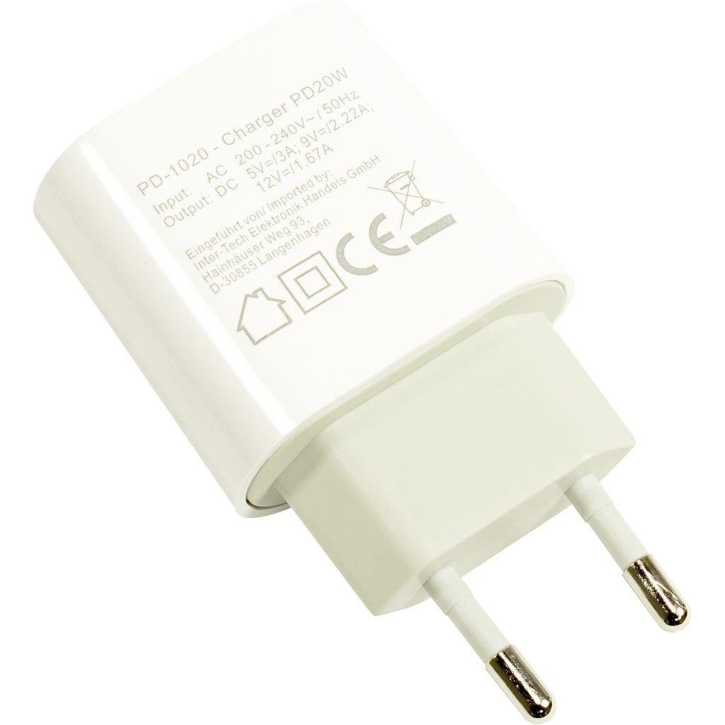 Inter-Tech PD-1020 USB C įkroviklis, PD 20W